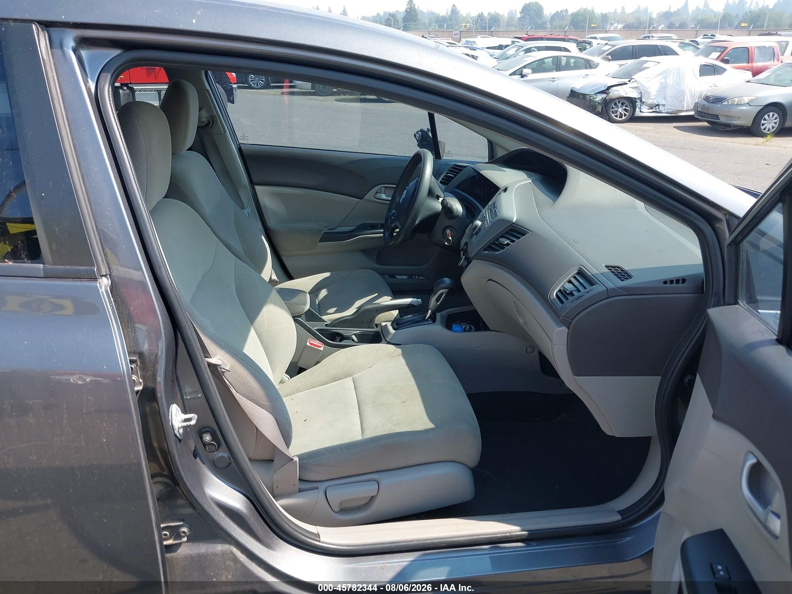 2012 Honda Civic Lx Gray vin: 19XFB2F59CE008709