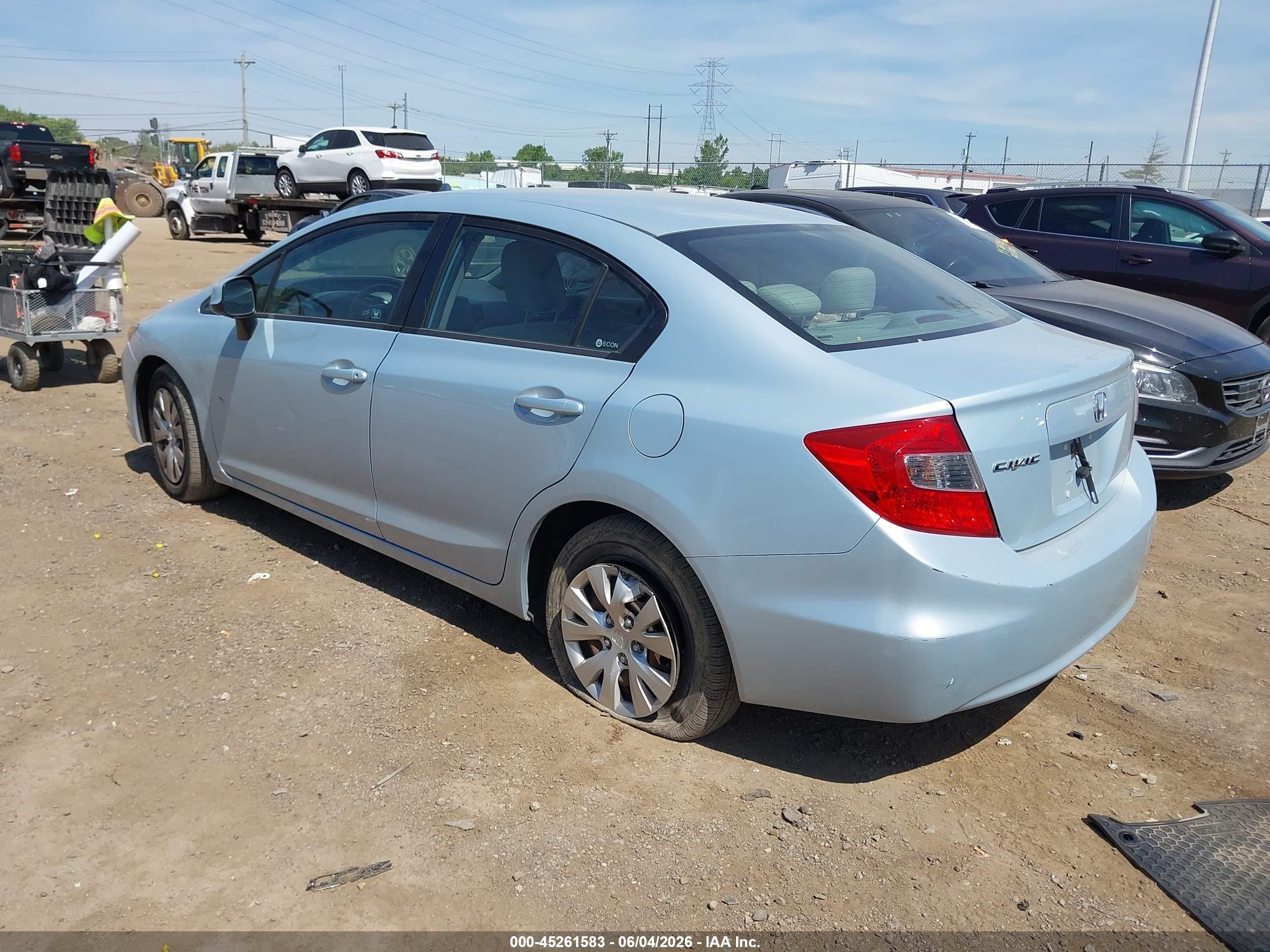 2012 Honda Civic Lx Light Blue vin: 19XFB2F59CE009813