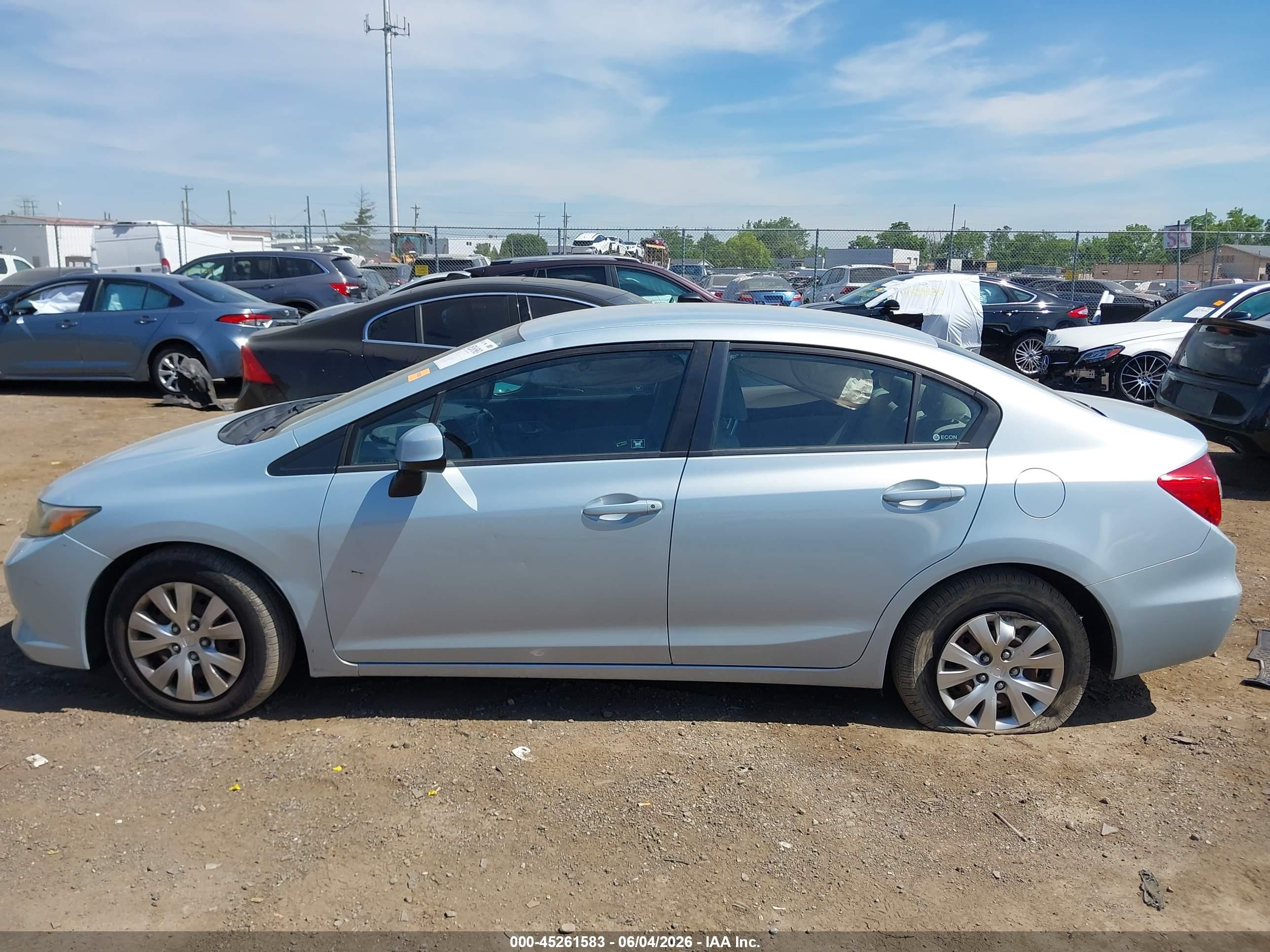 2012 Honda Civic Lx Light Blue vin: 19XFB2F59CE009813