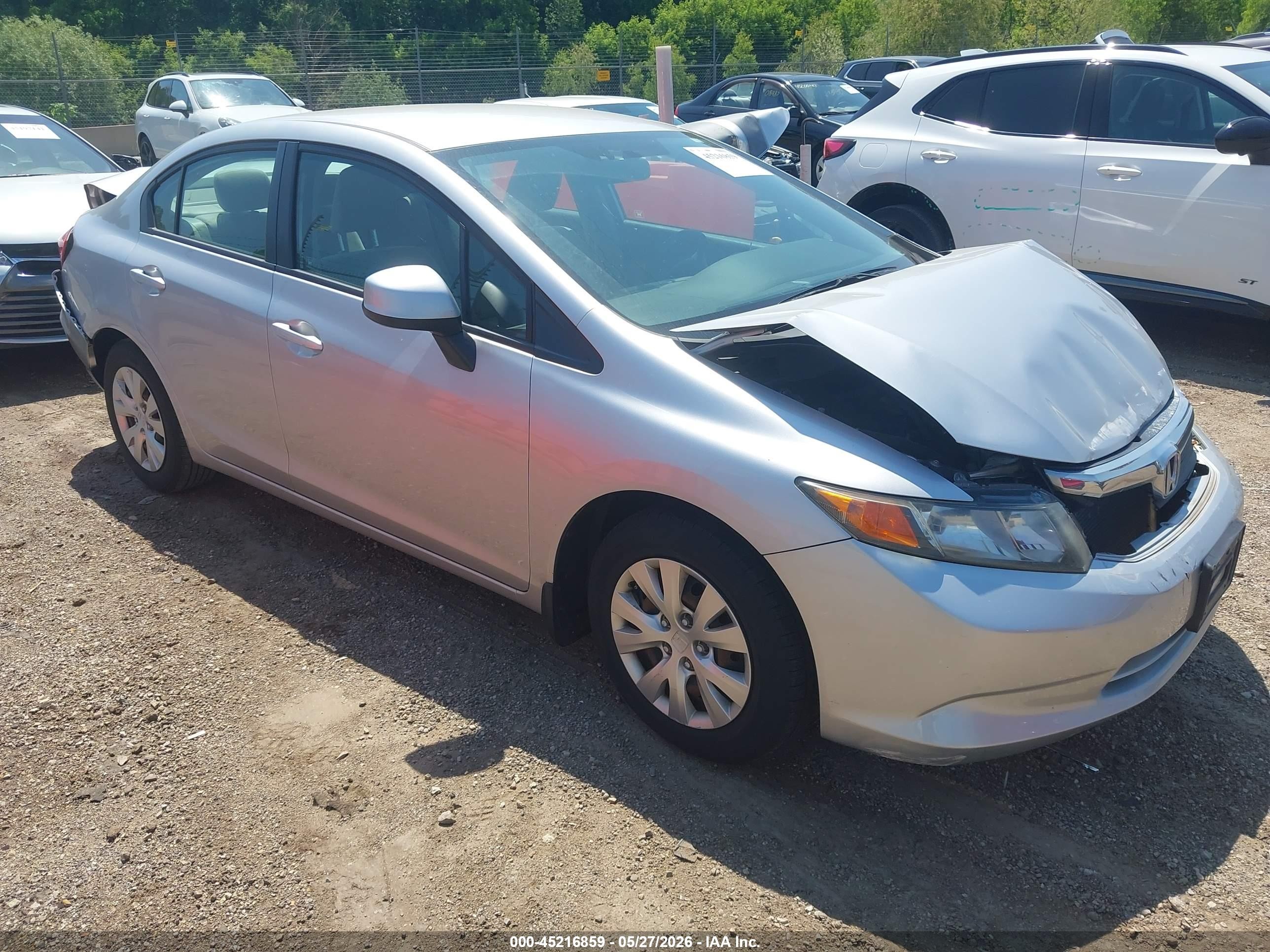 2012 Honda Civic Lx Silver vin: 19XFB2F59CE013070