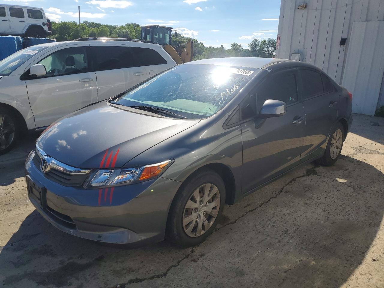 2012 Honda Civic Lx Gray vin: 19XFB2F59CE022318