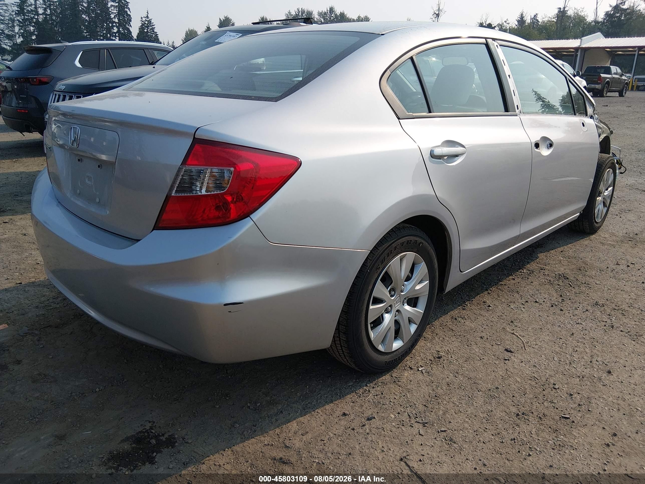 2012 Honda Civic Lx Silver vin: 19XFB2F59CE043685