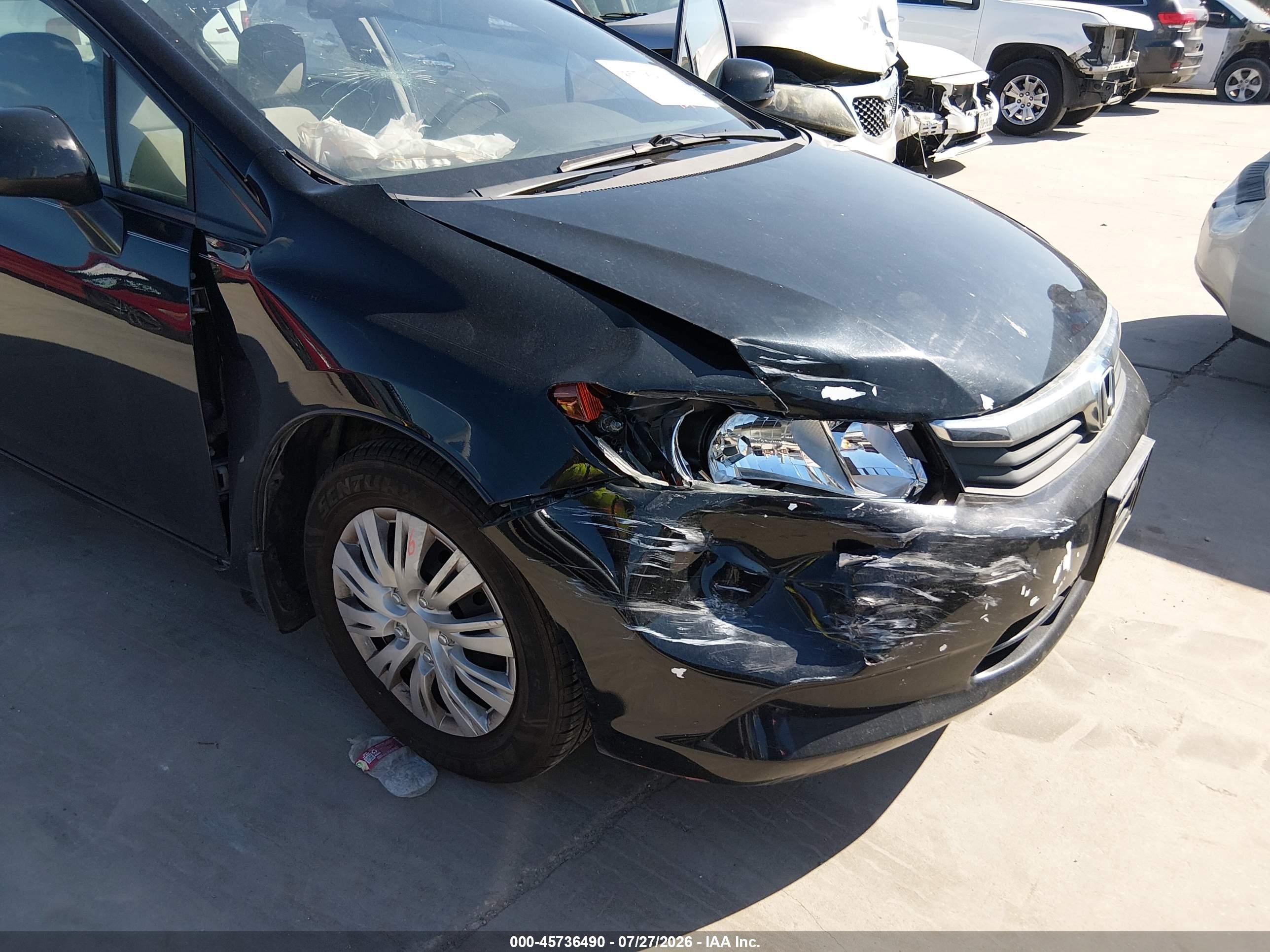2012 Honda Civic Lx Black vin: 19XFB2F59CE044383