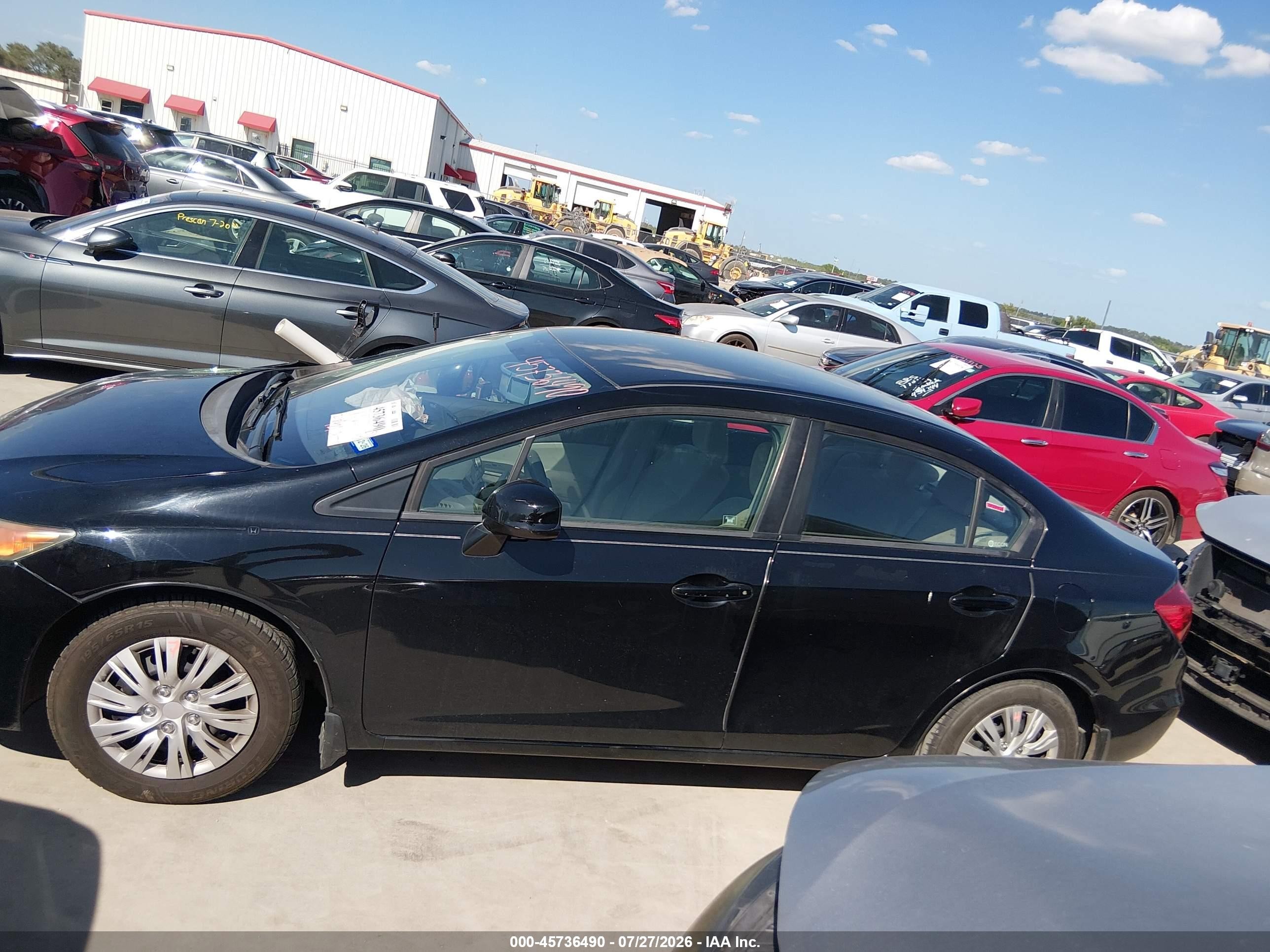 2012 Honda Civic Lx Black vin: 19XFB2F59CE044383