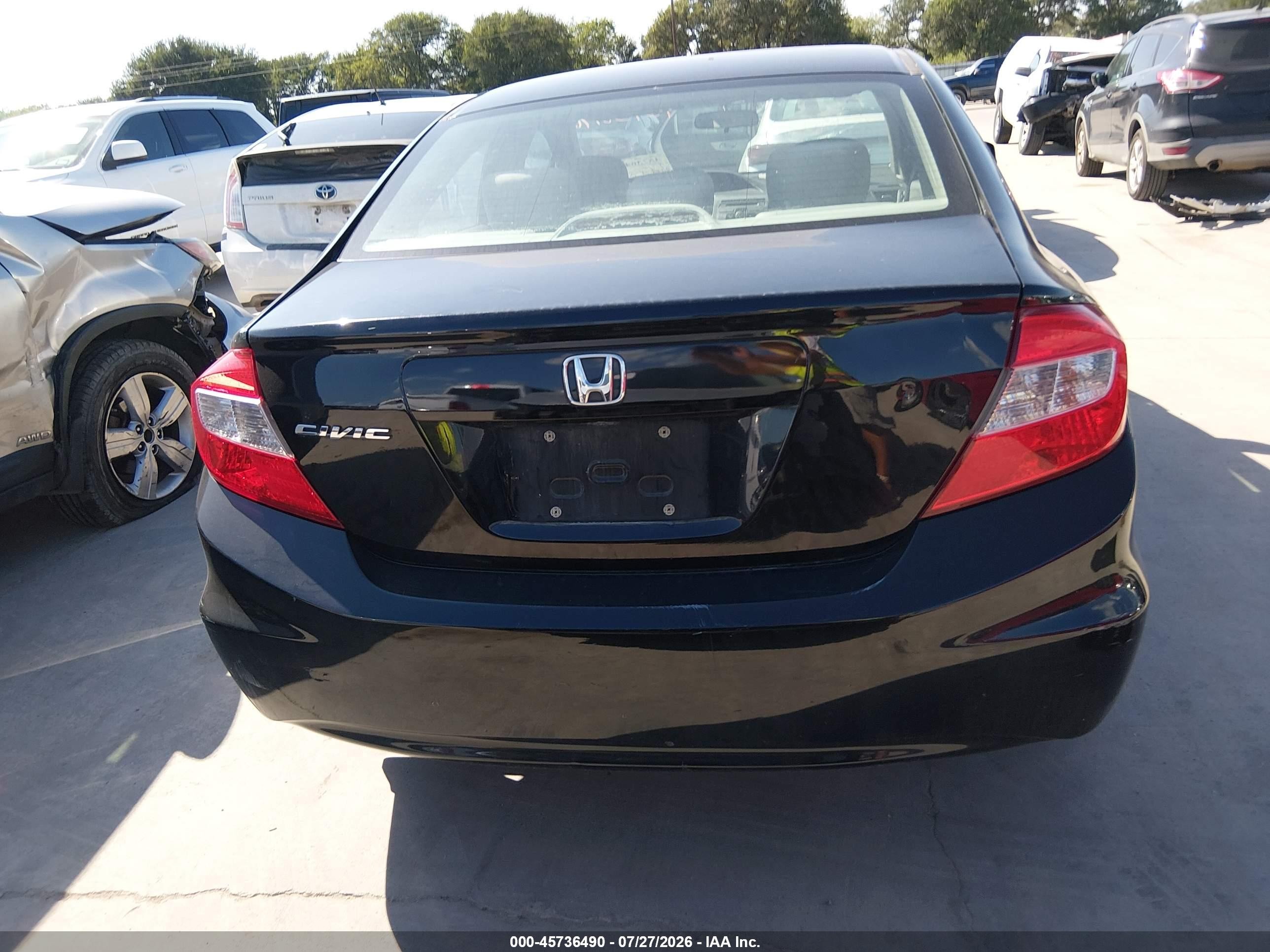 2012 Honda Civic Lx Black vin: 19XFB2F59CE044383