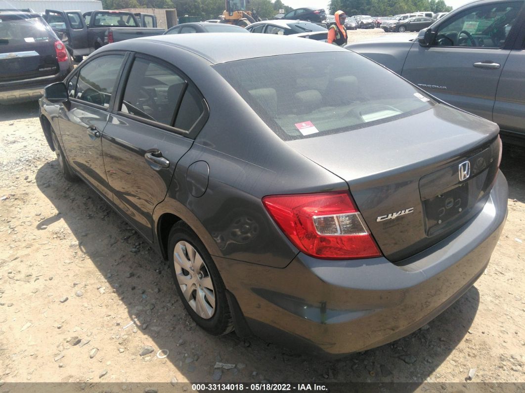 2012 Honda Civic Sdn Lx Gray vin: 19XFB2F59CE055867