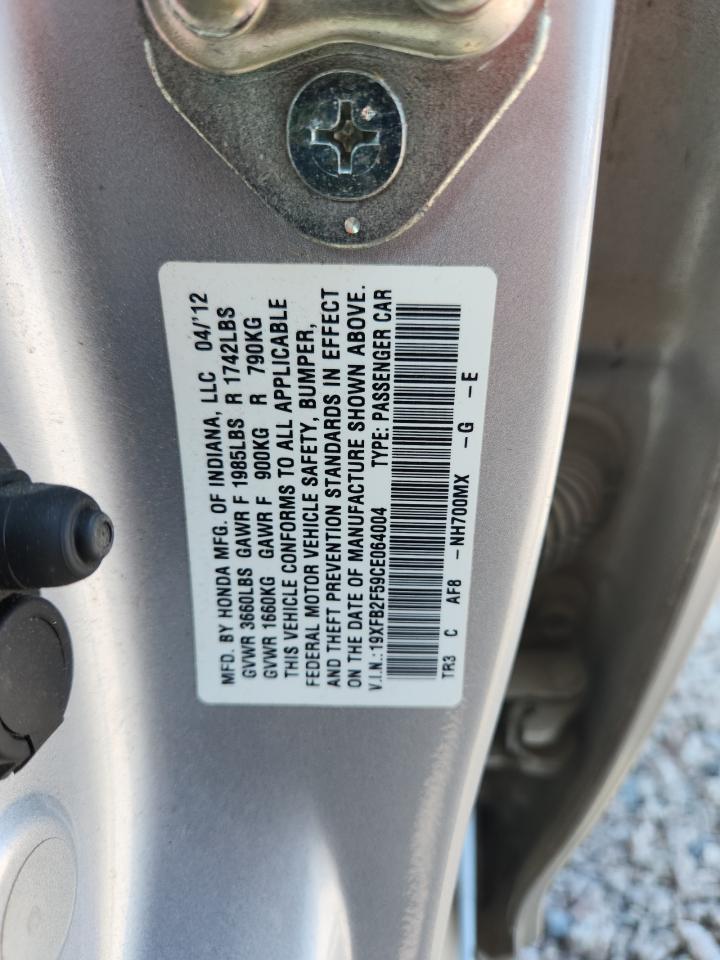 2012 Honda Civic Lx Silver vin: 19XFB2F59CE064004