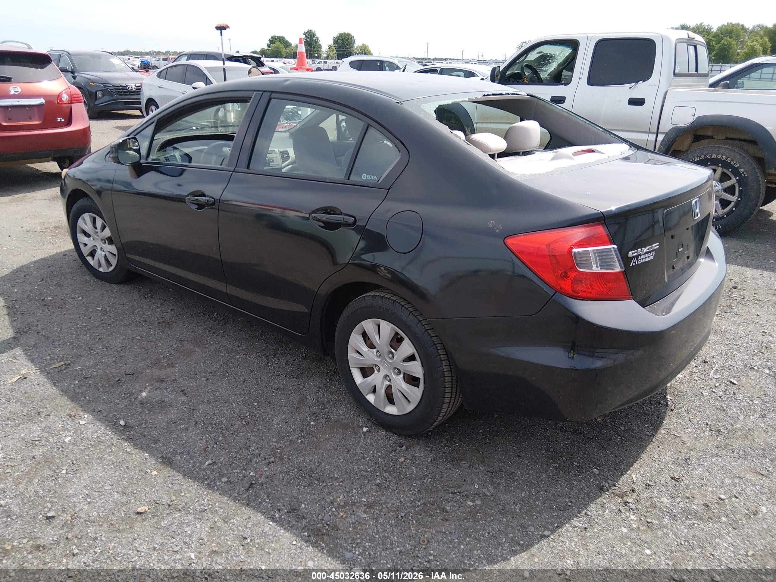2012 Honda Civic Lx Черный vin: 19XFB2F59CE072863