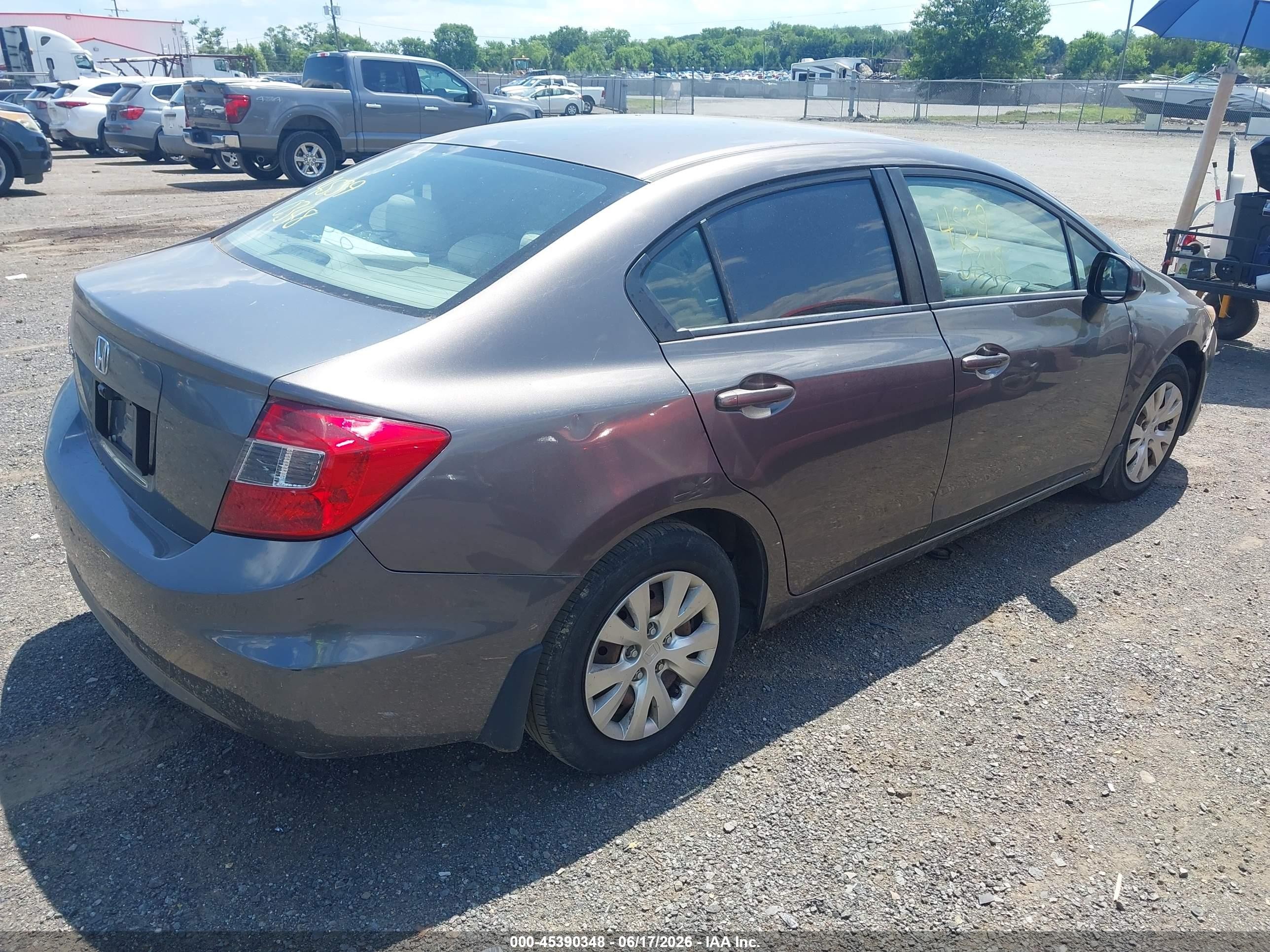 2012 Honda Civic Lx Серый vin: 19XFB2F59CE082339