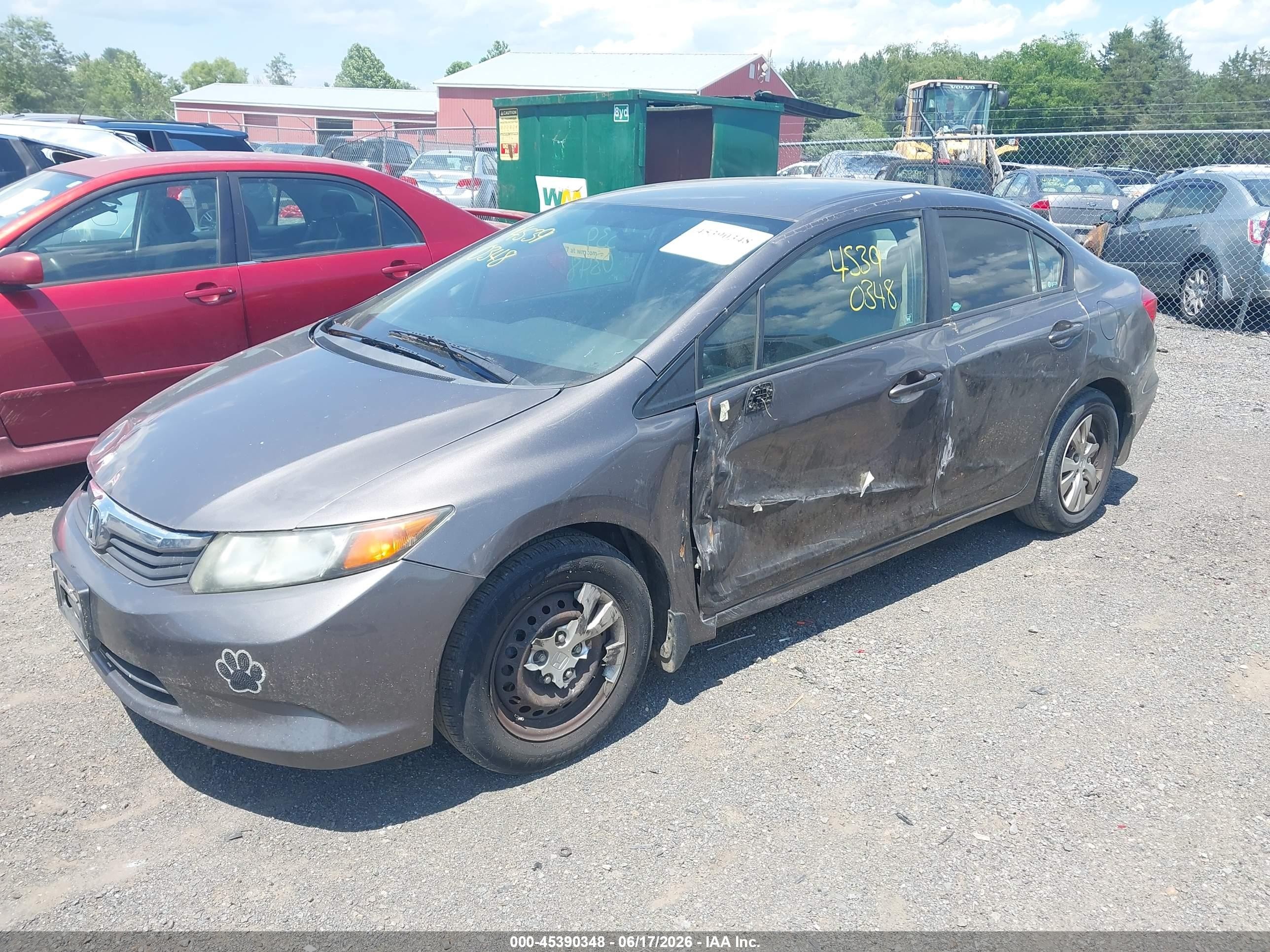 2012 Honda Civic Lx Серый vin: 19XFB2F59CE082339