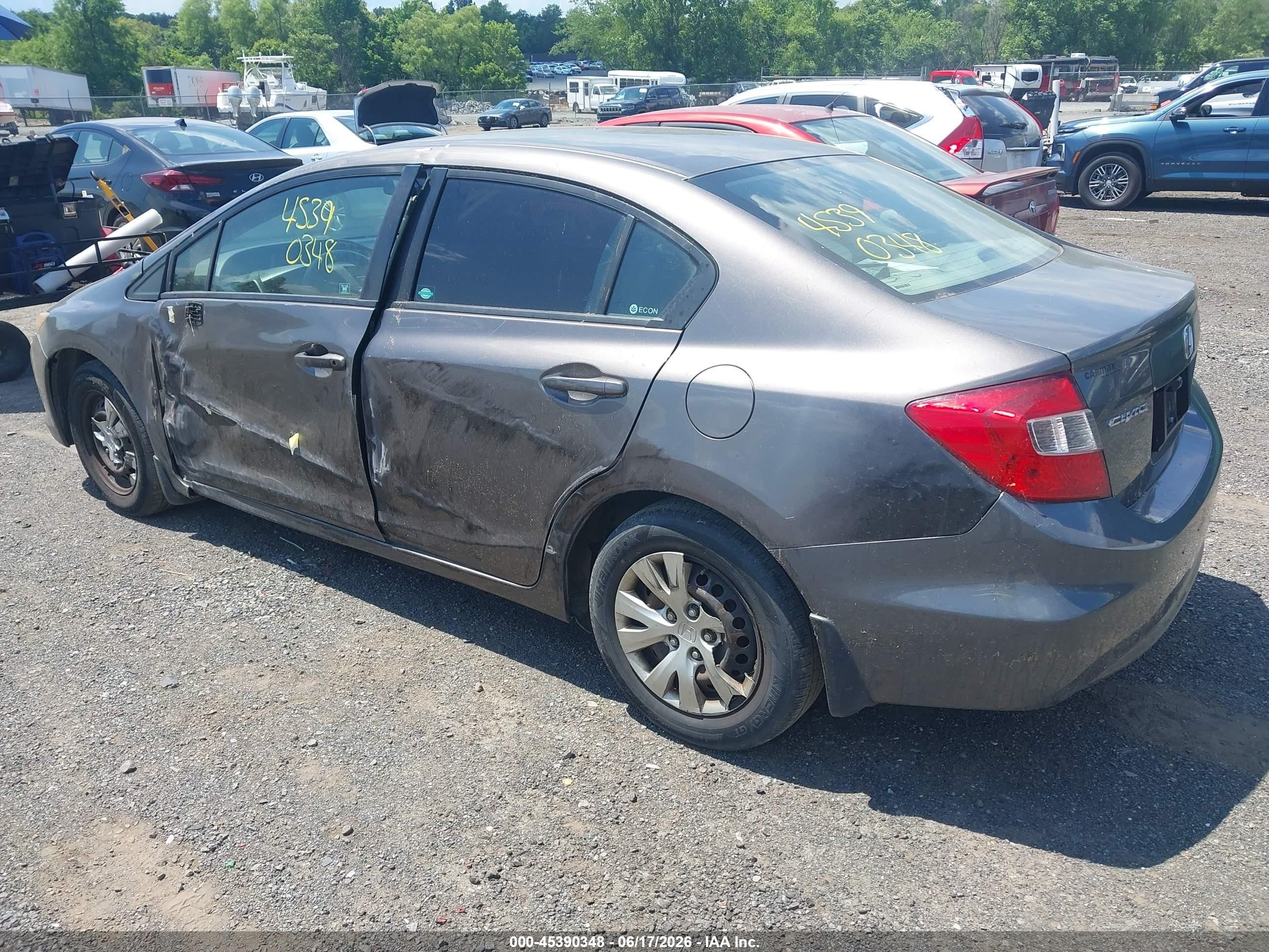 2012 Honda Civic Lx Серый vin: 19XFB2F59CE082339