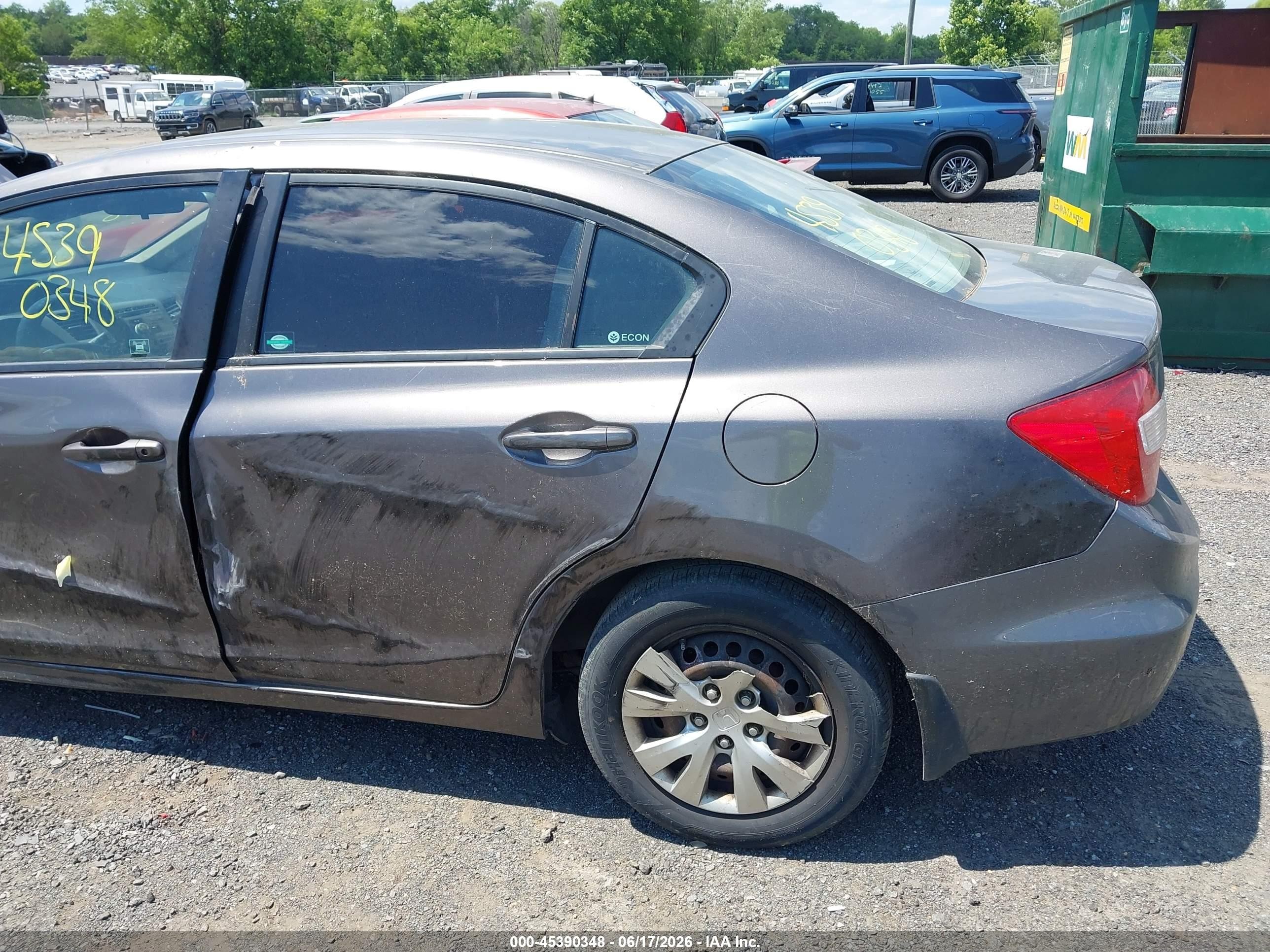 2012 Honda Civic Lx Серый vin: 19XFB2F59CE082339