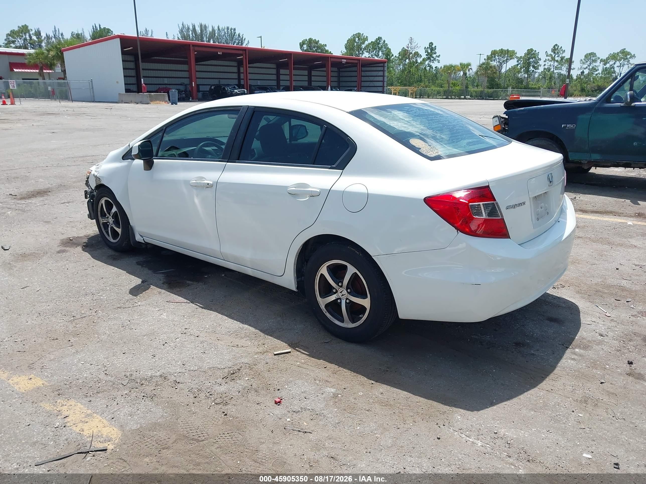 2012 Honda Civic Lx White vin: 19XFB2F59CE097889