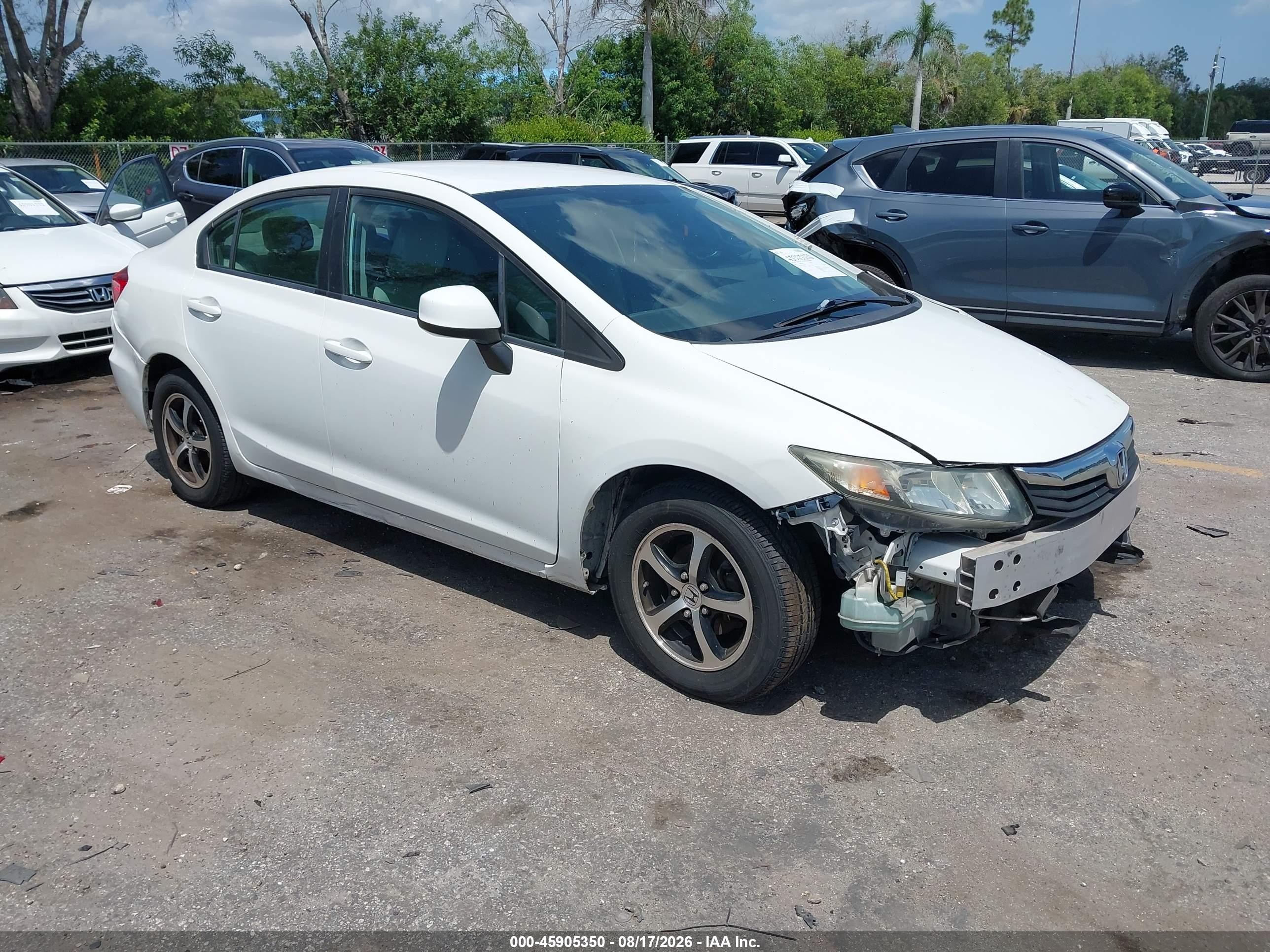 2012 Honda Civic Lx White vin: 19XFB2F59CE097889