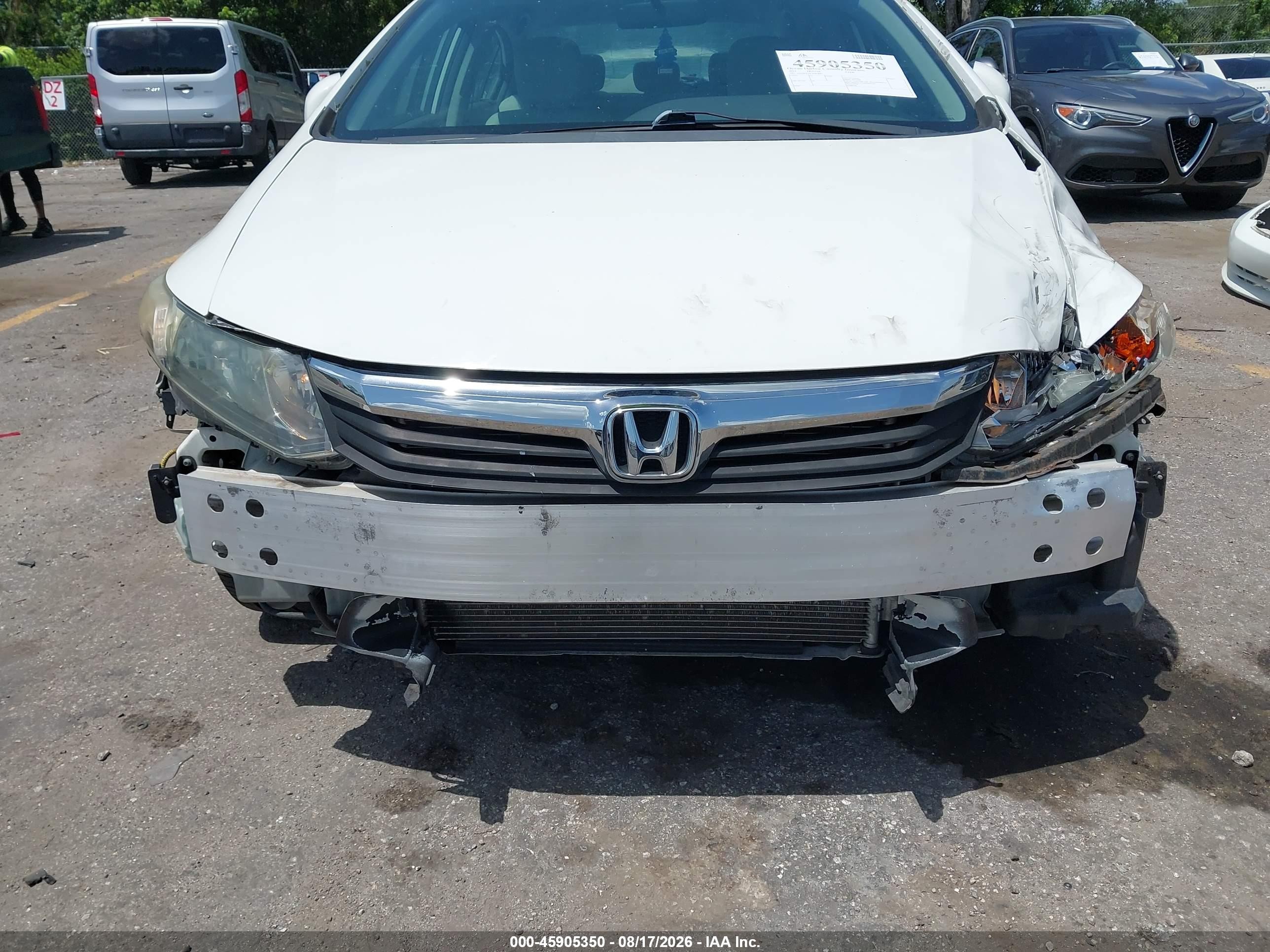 2012 Honda Civic Lx White vin: 19XFB2F59CE097889