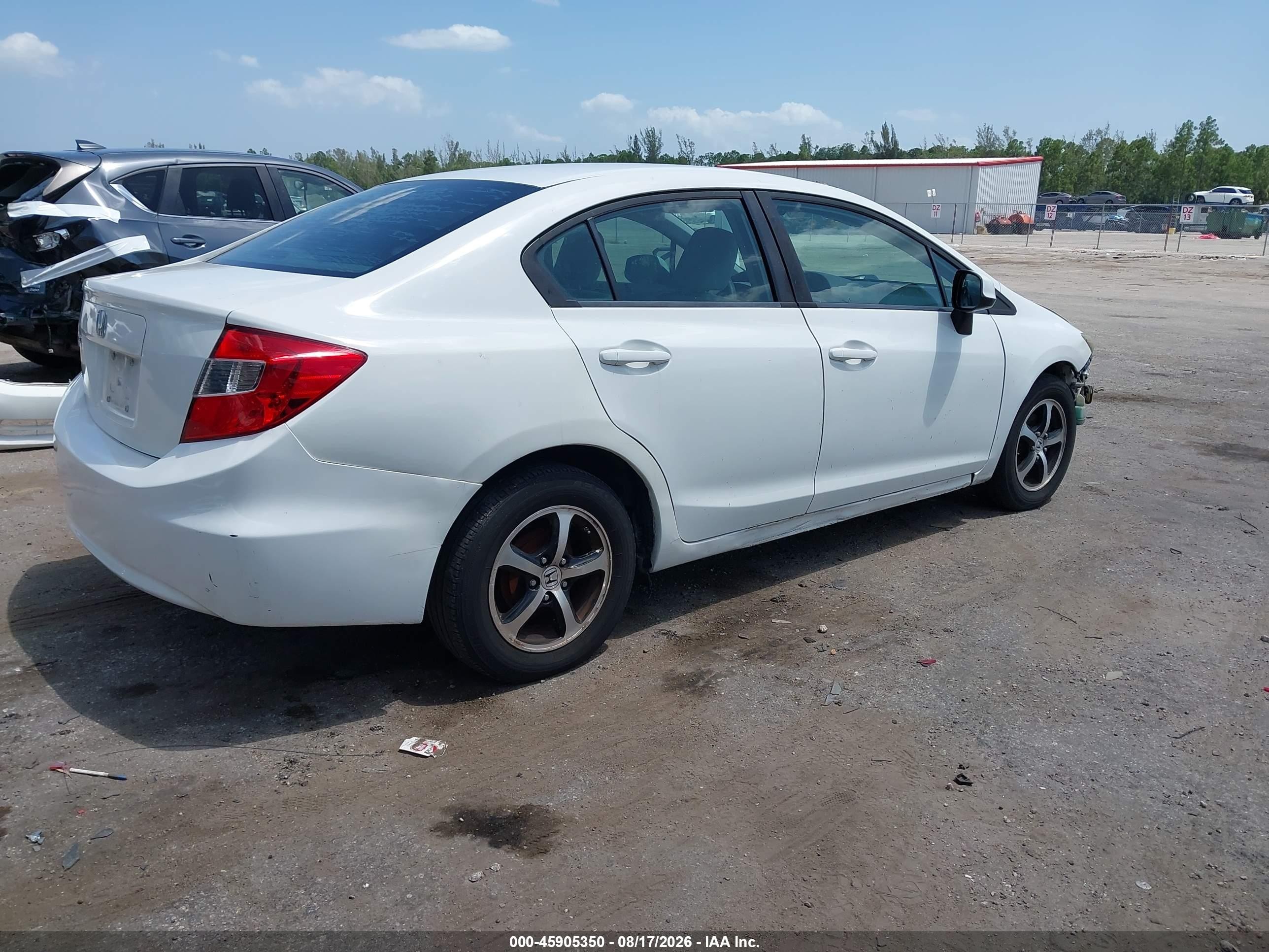 2012 Honda Civic Lx White vin: 19XFB2F59CE097889