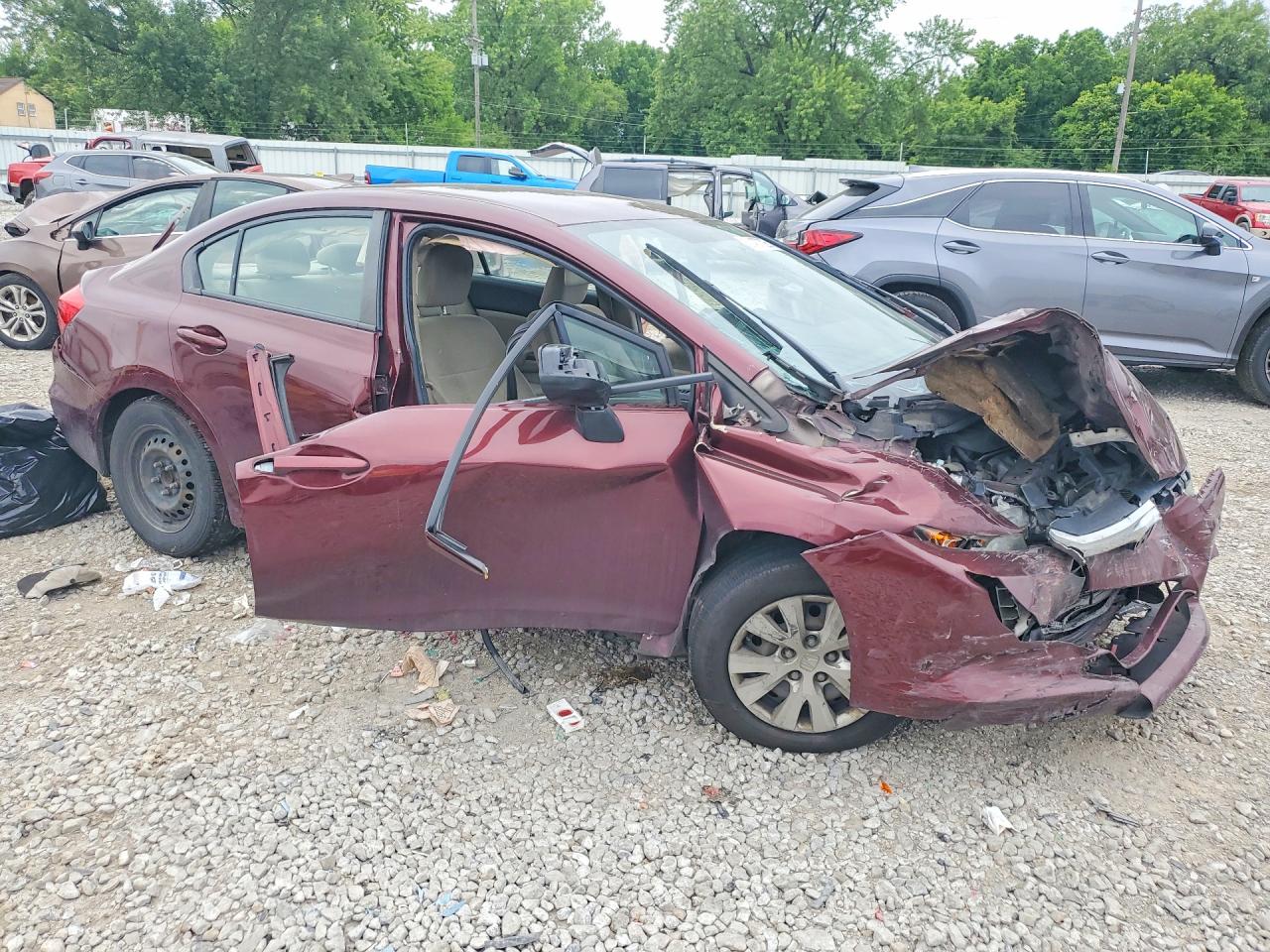 2012 Honda Civic Lx Burgundy vin: 19XFB2F59CE098475