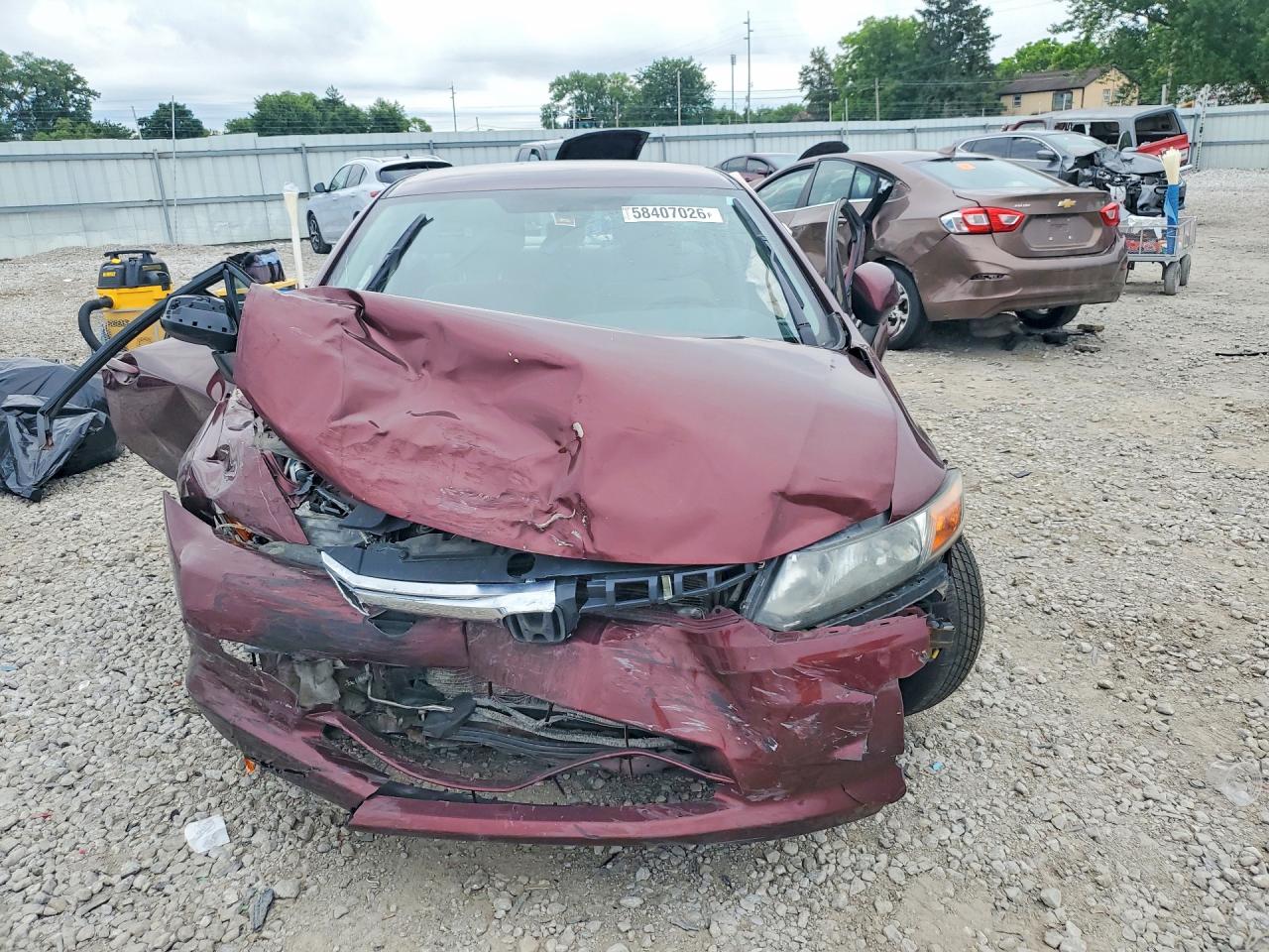 2012 Honda Civic Lx Burgundy vin: 19XFB2F59CE098475