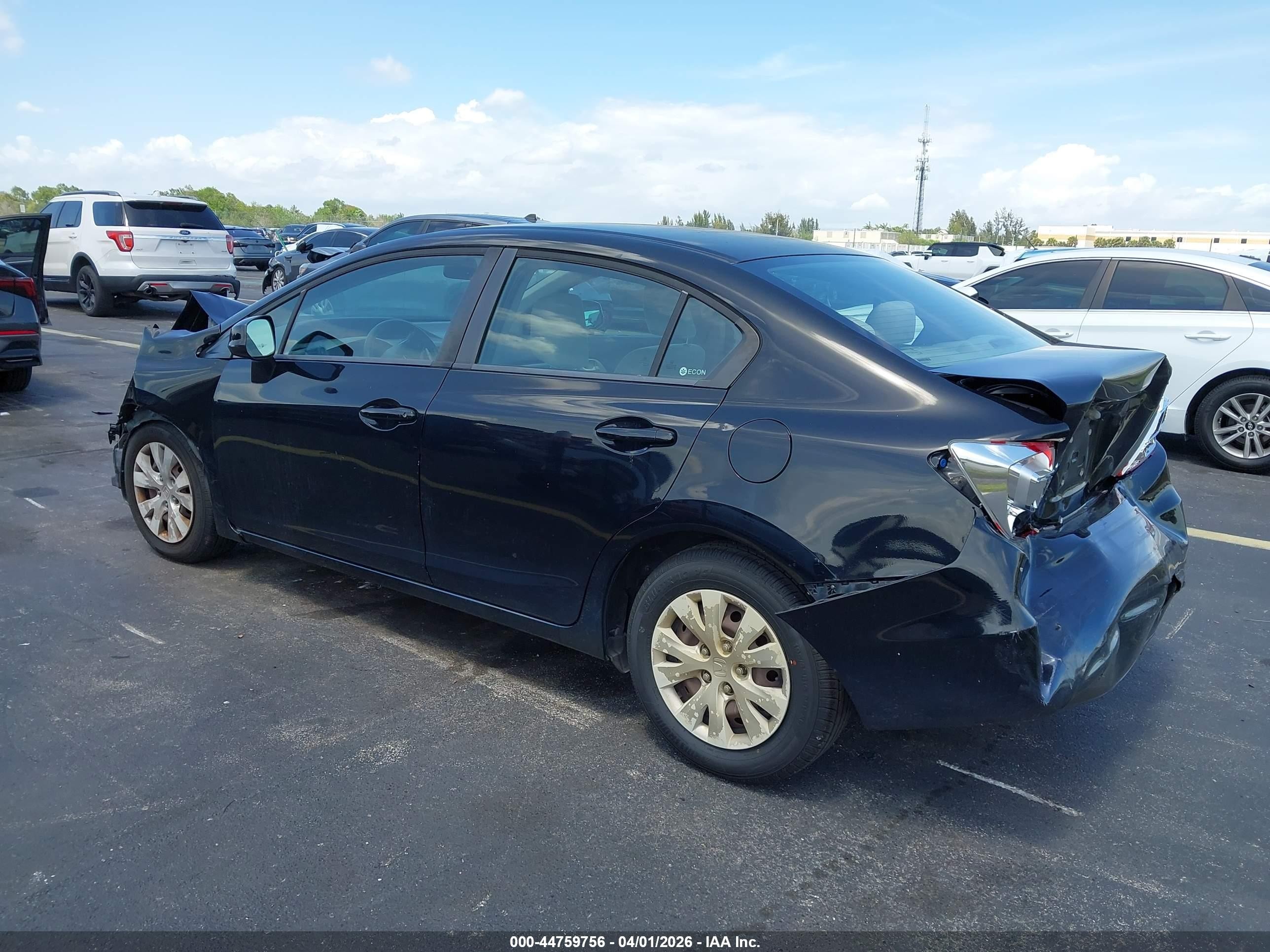 2012 Honda Civic Lx Black vin: 19XFB2F59CE100631