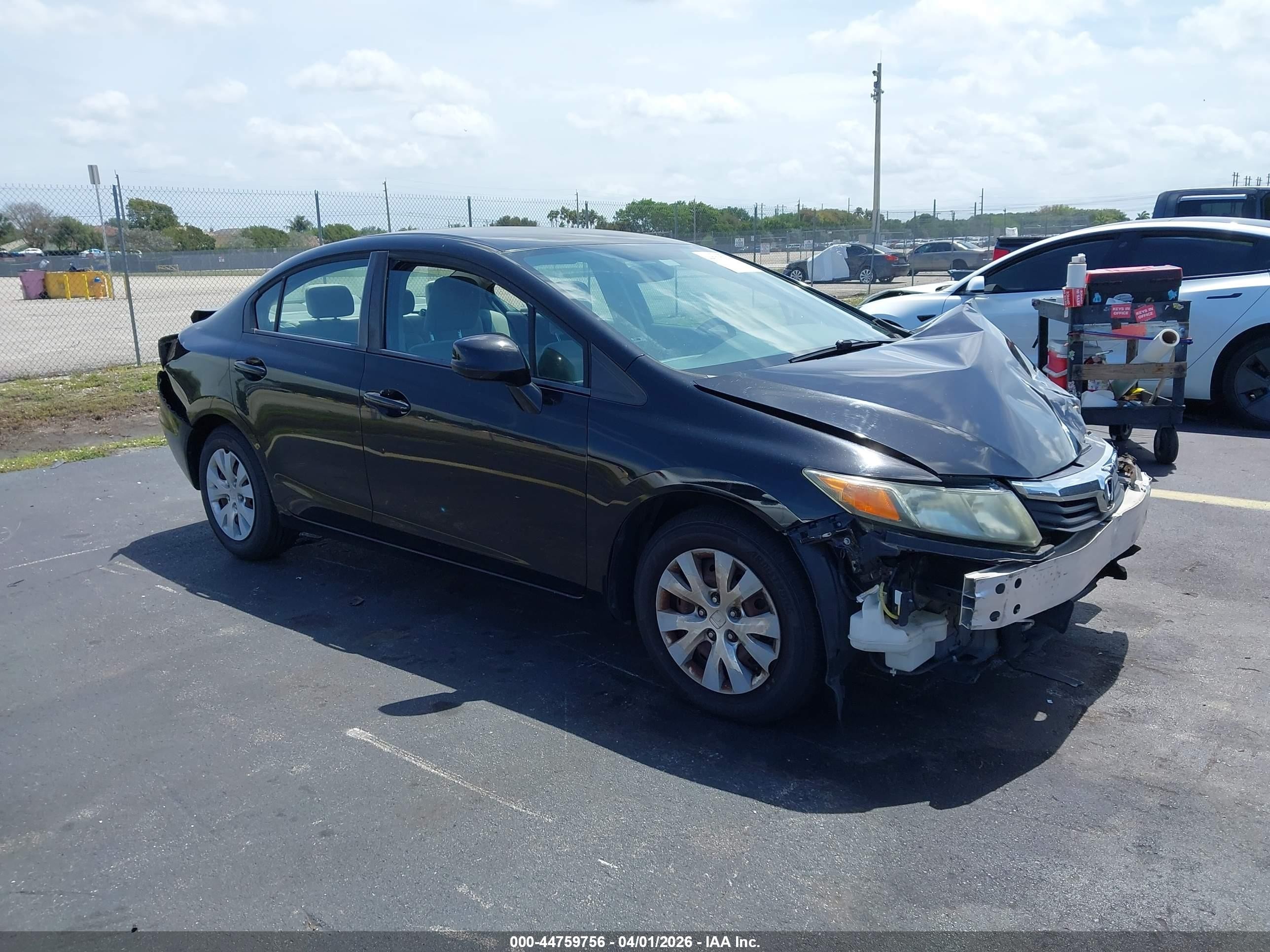 2012 Honda Civic Lx Black vin: 19XFB2F59CE100631