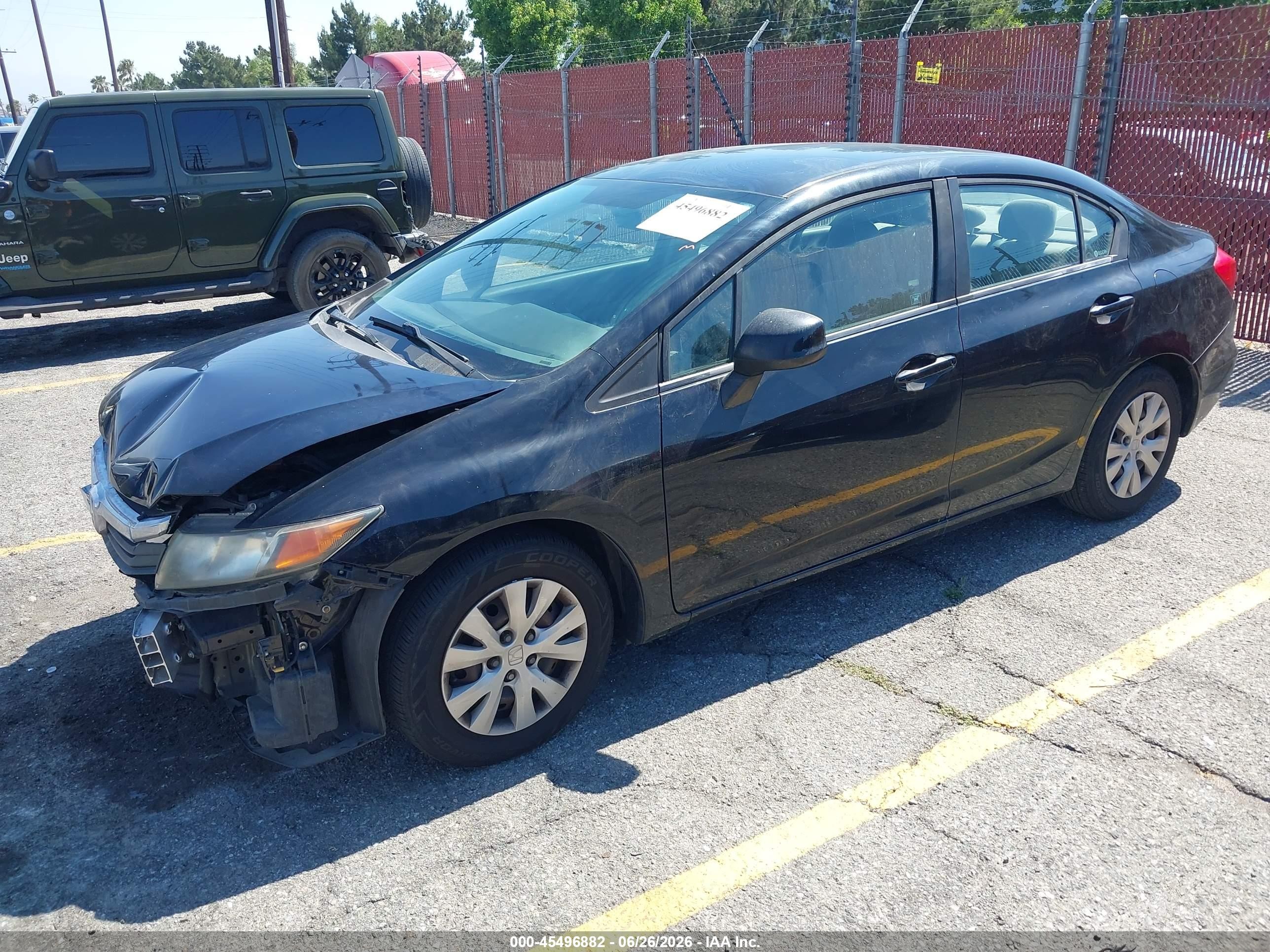 2012 Honda Civic Lx Black vin: 19XFB2F59CE310114