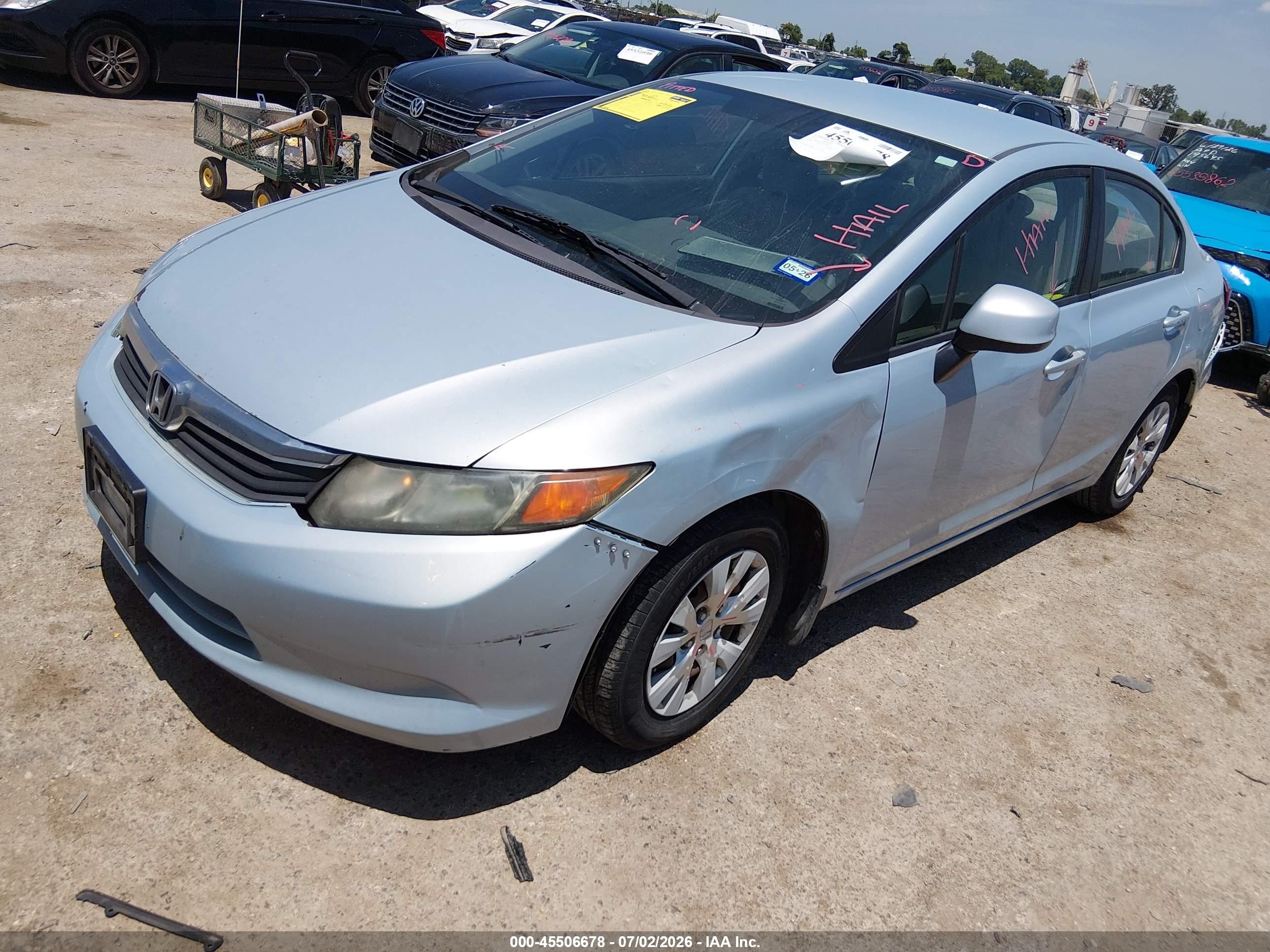 2012 Honda Civic Lx Light Blue vin: 19XFB2F59CE327060
