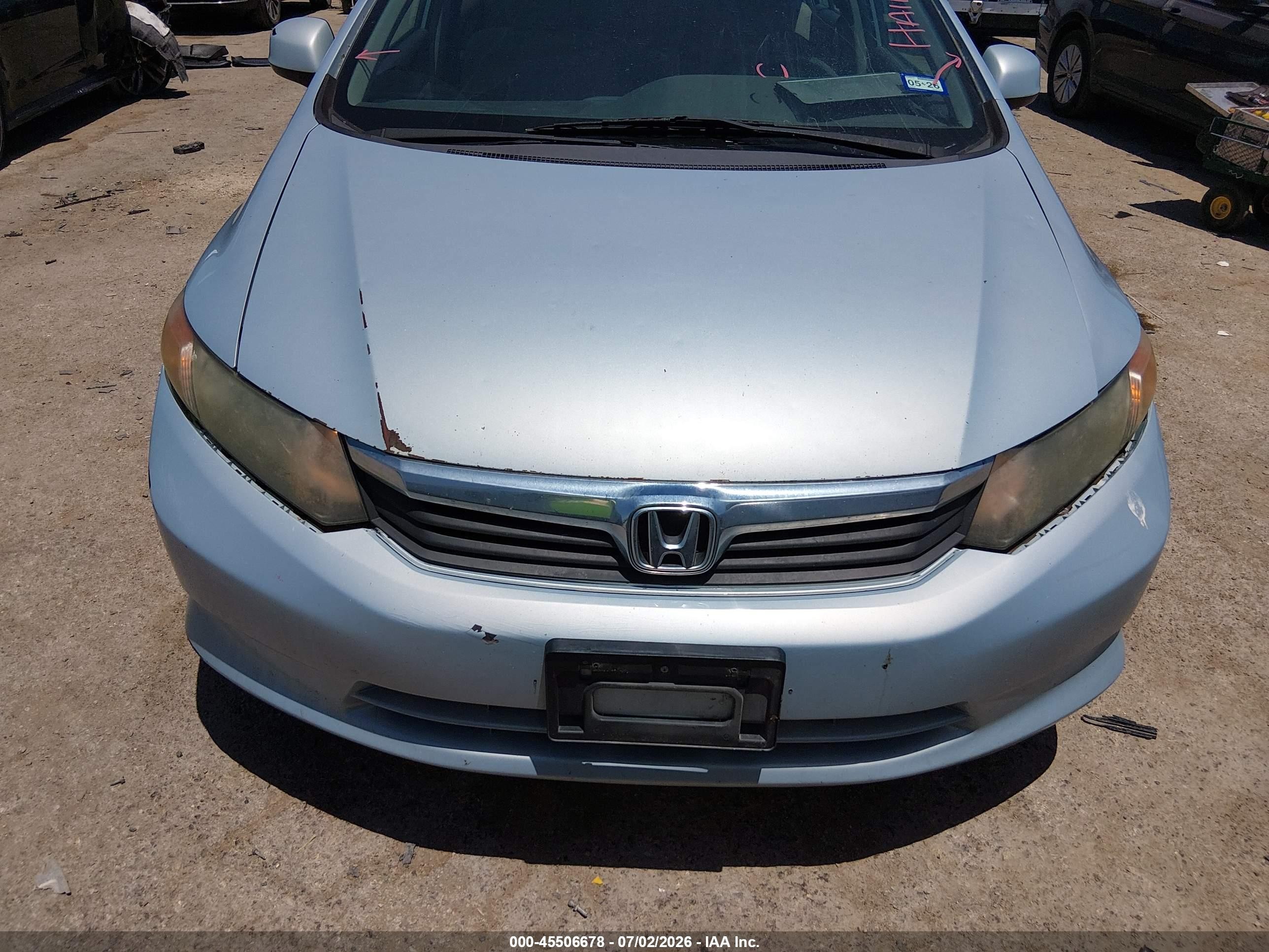 2012 Honda Civic Lx Light Blue vin: 19XFB2F59CE327060