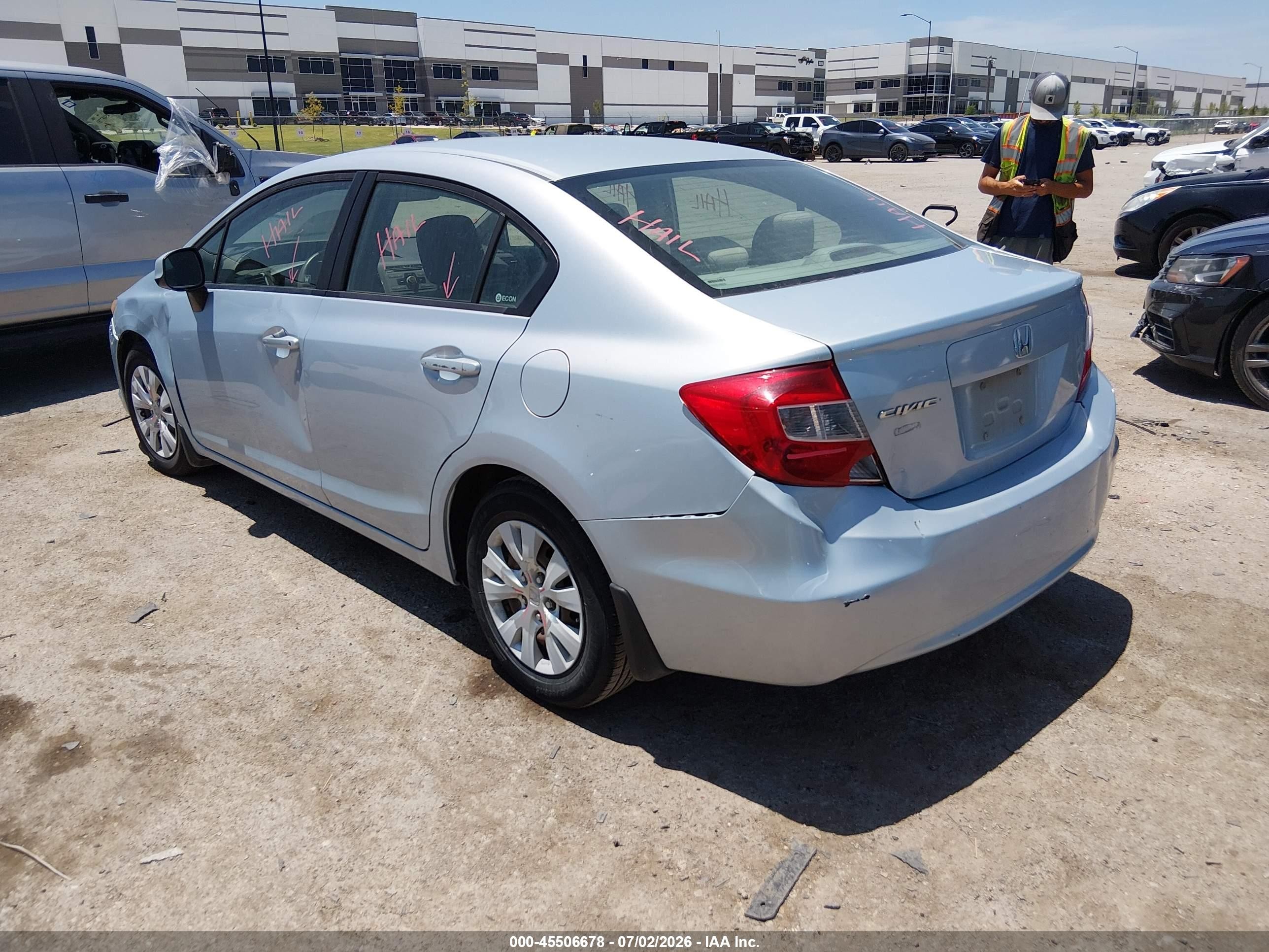 2012 Honda Civic Lx Light Blue vin: 19XFB2F59CE327060