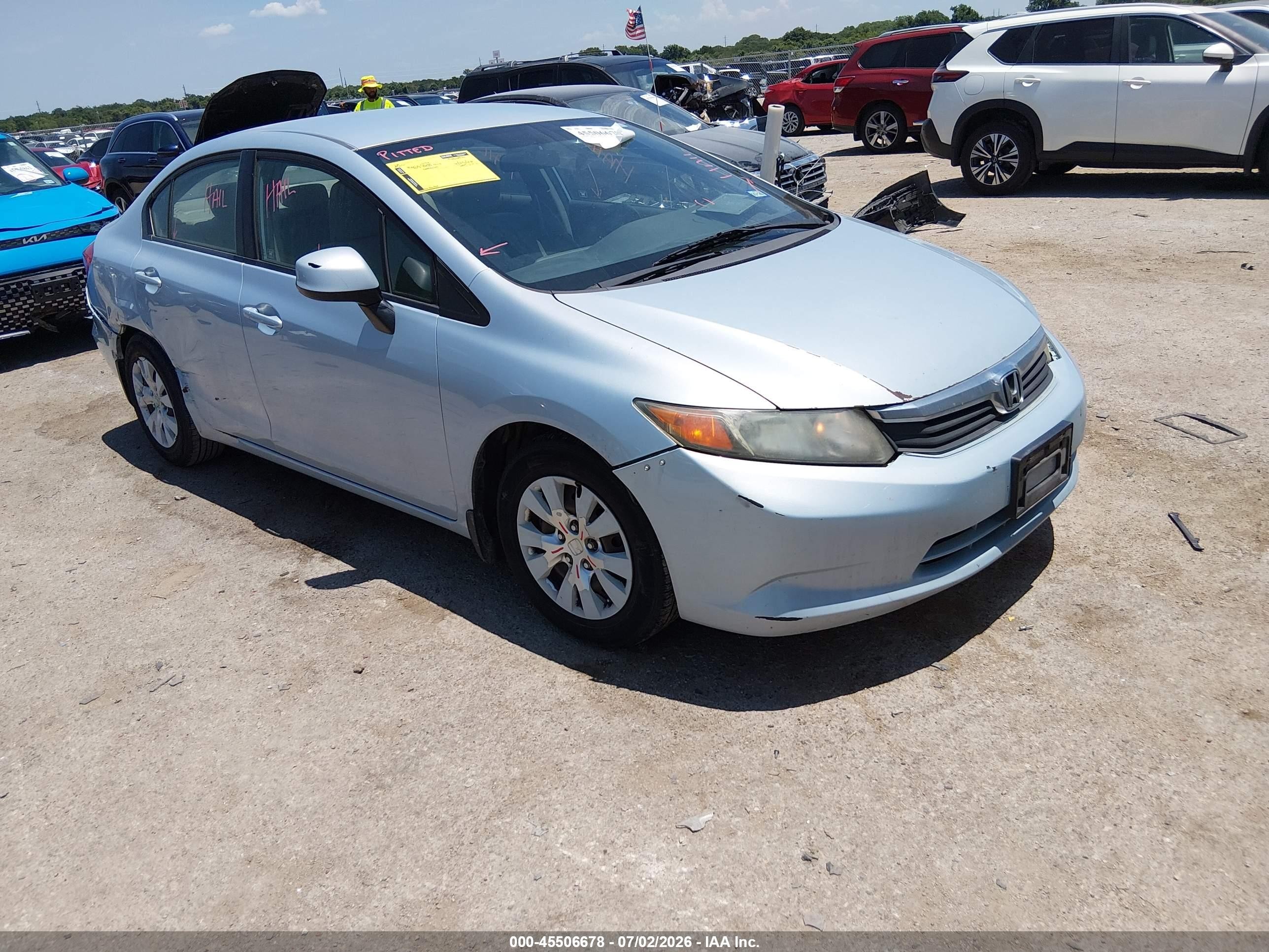 2012 Honda Civic Lx Light Blue vin: 19XFB2F59CE327060