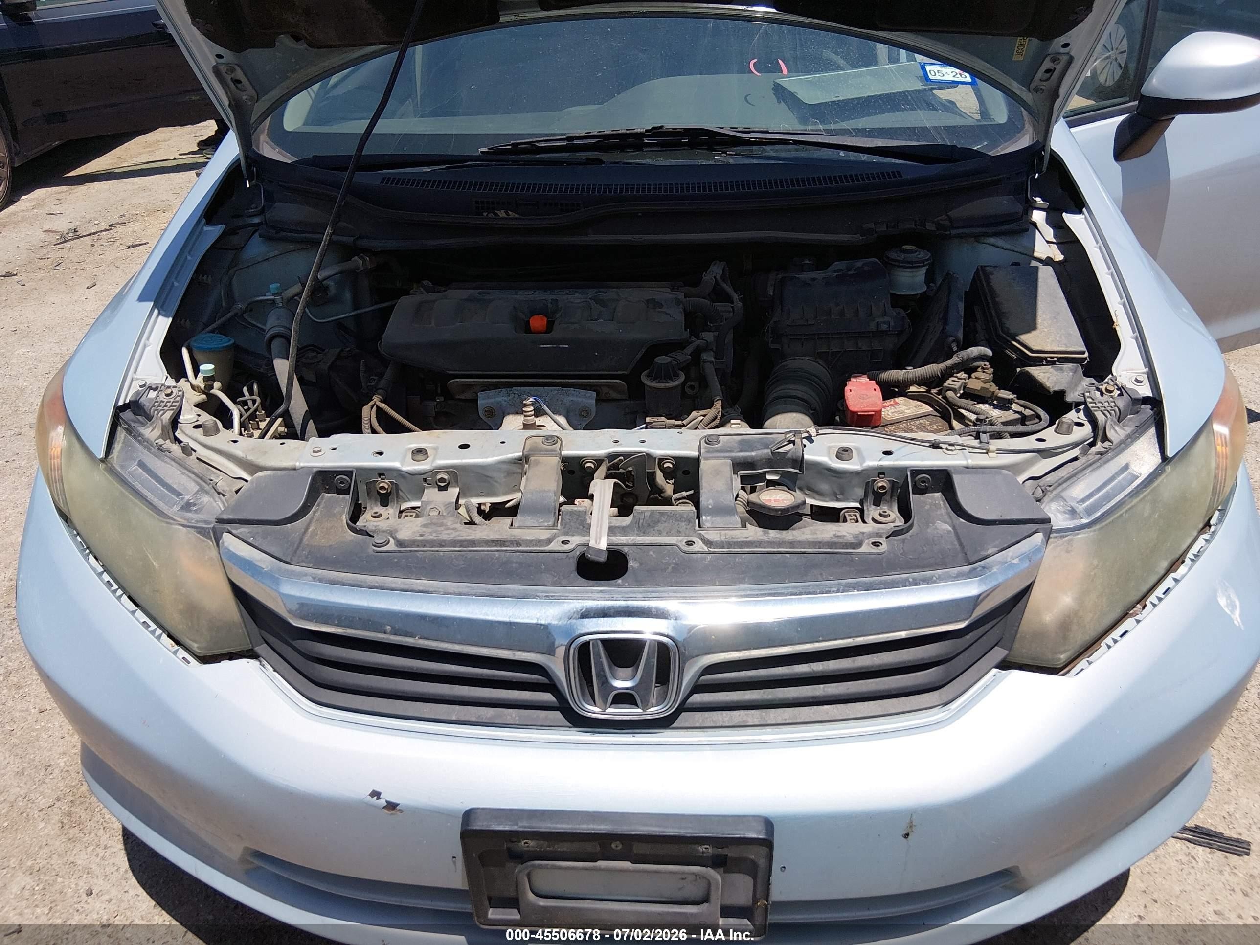 2012 Honda Civic Lx Light Blue vin: 19XFB2F59CE327060