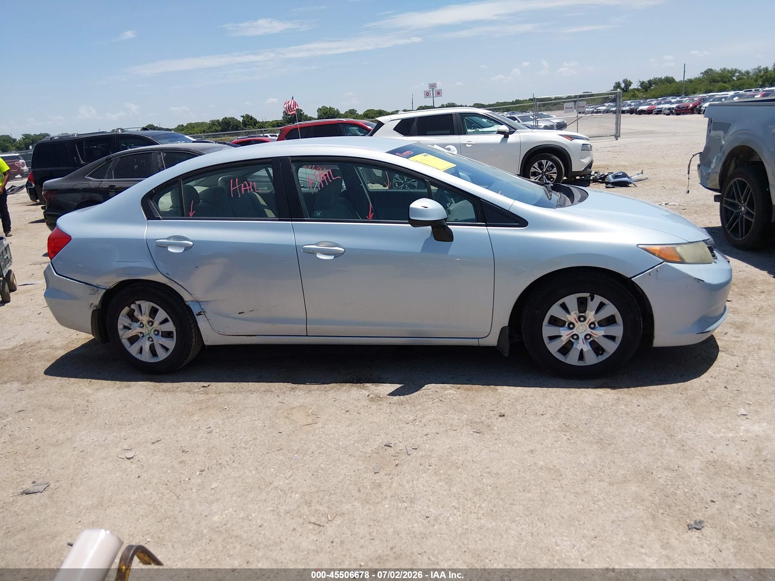 2012 Honda Civic Lx Light Blue vin: 19XFB2F59CE327060