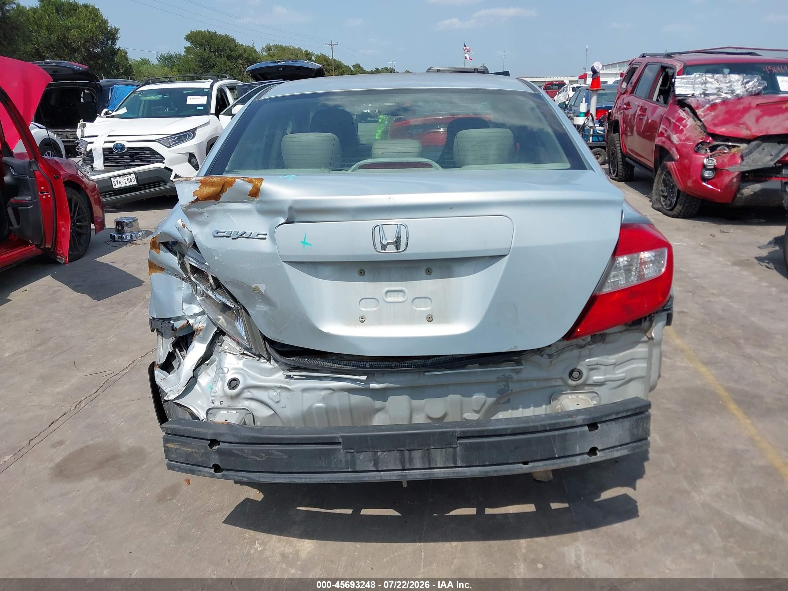 2012 Honda Civic Lx Light Blue vin: 19XFB2F59CE330637