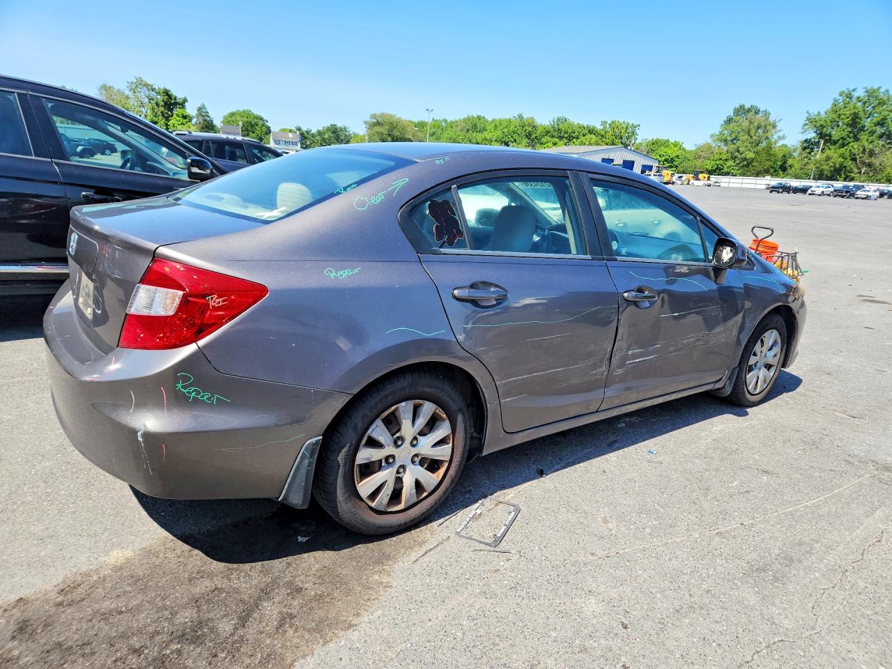 2012 Honda Civic Lx Gray vin: 19XFB2F59CE336387