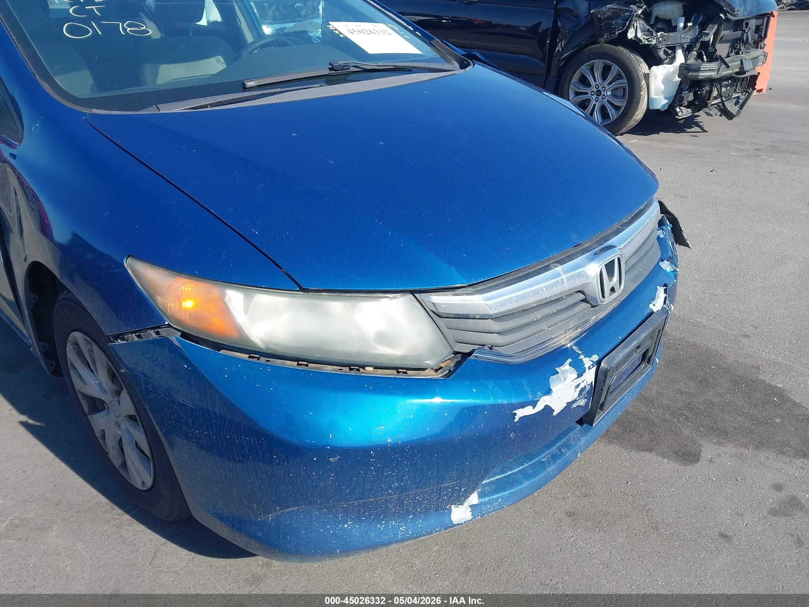 2012 Honda Civic Lx Blue vin: 19XFB2F59CE340178