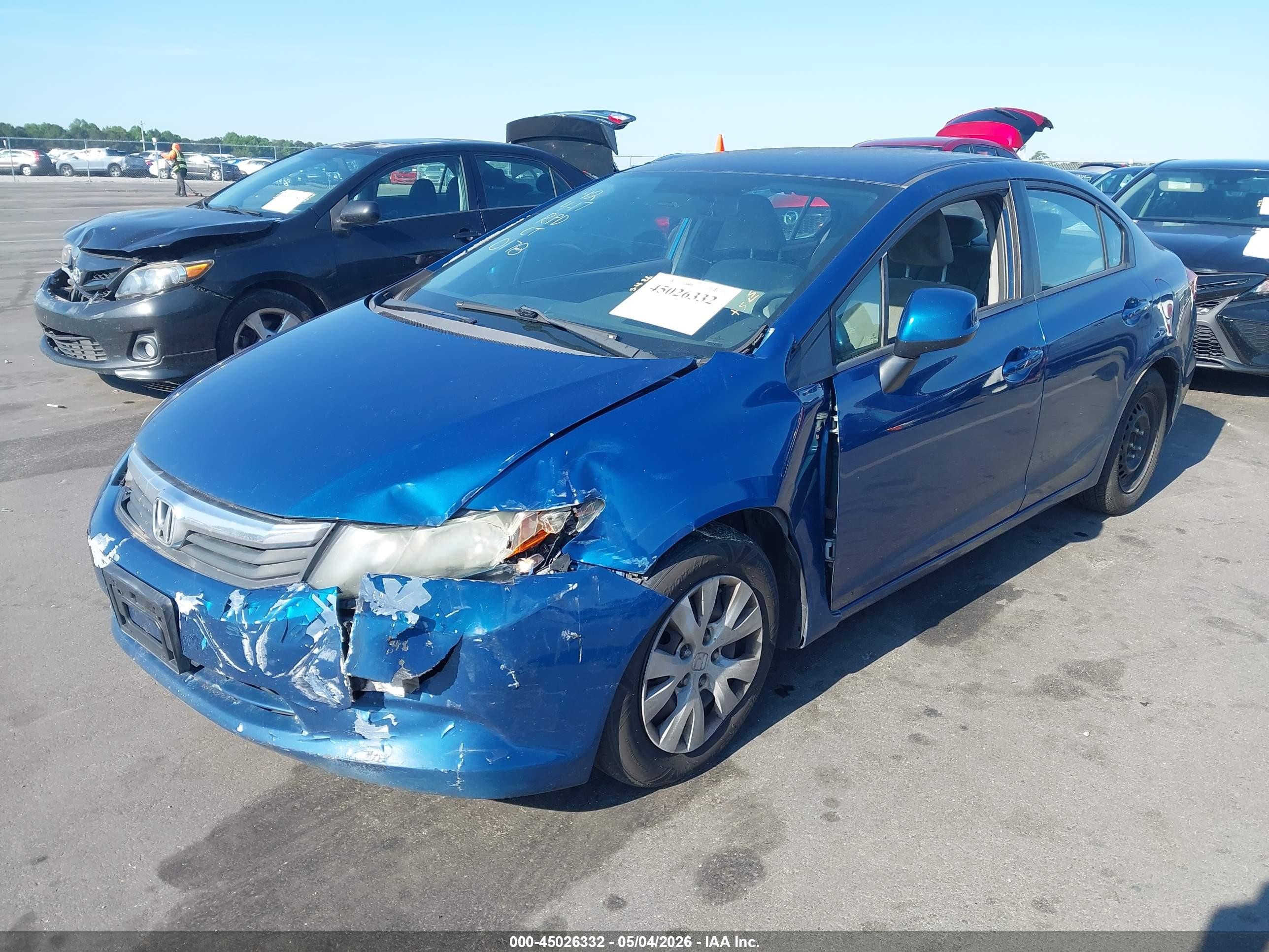 2012 Honda Civic Lx Blue vin: 19XFB2F59CE340178