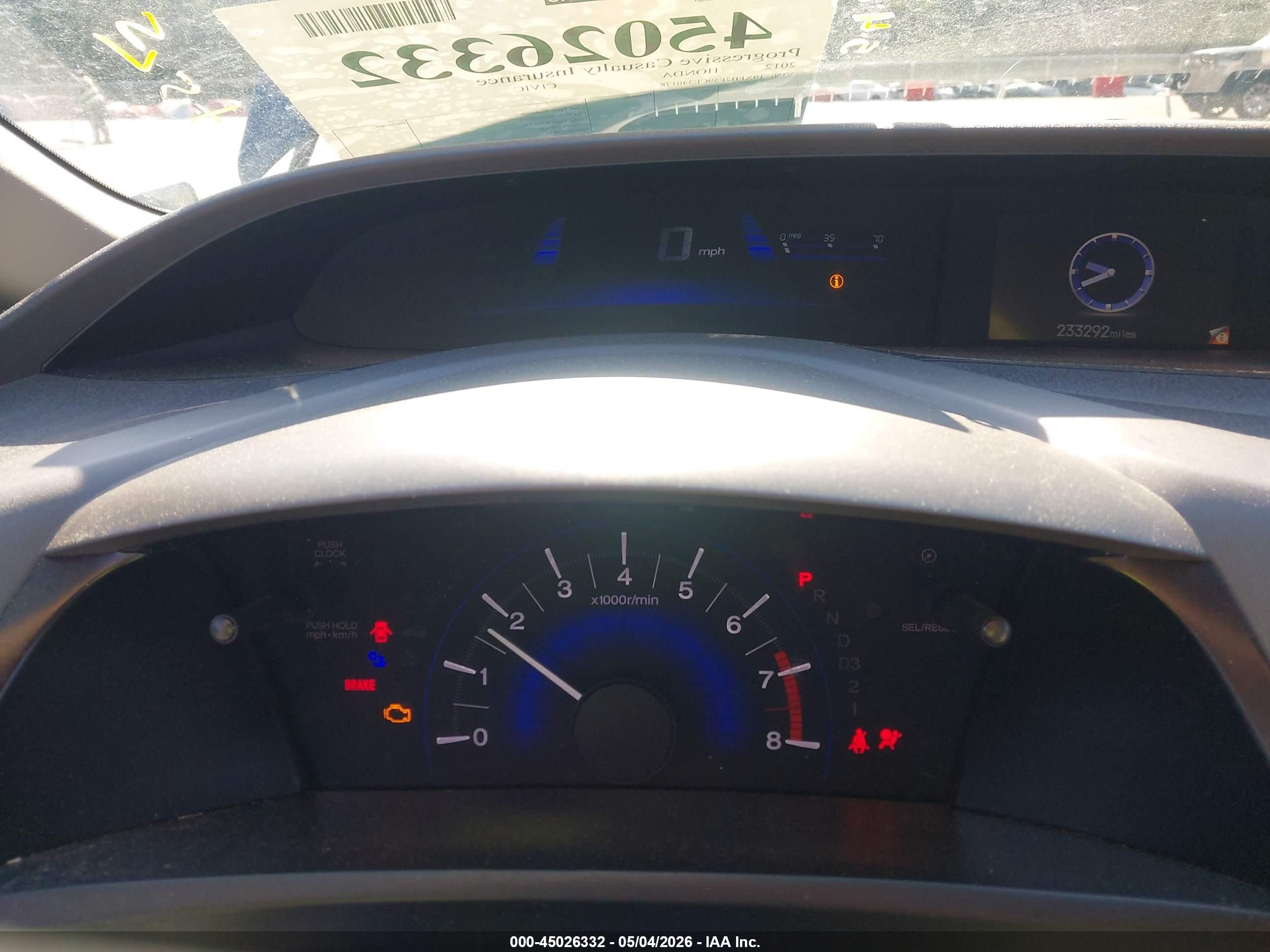 2012 Honda Civic Lx Blue vin: 19XFB2F59CE340178