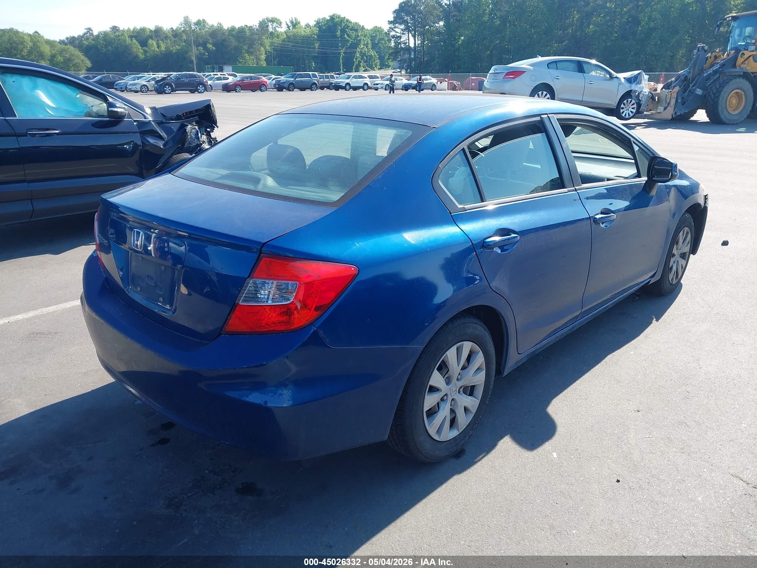 2012 Honda Civic Lx Blue vin: 19XFB2F59CE340178
