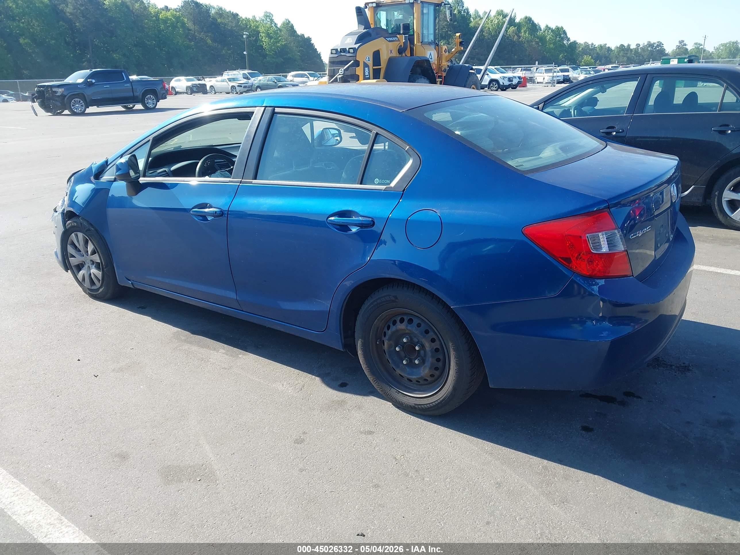 2012 Honda Civic Lx Blue vin: 19XFB2F59CE340178