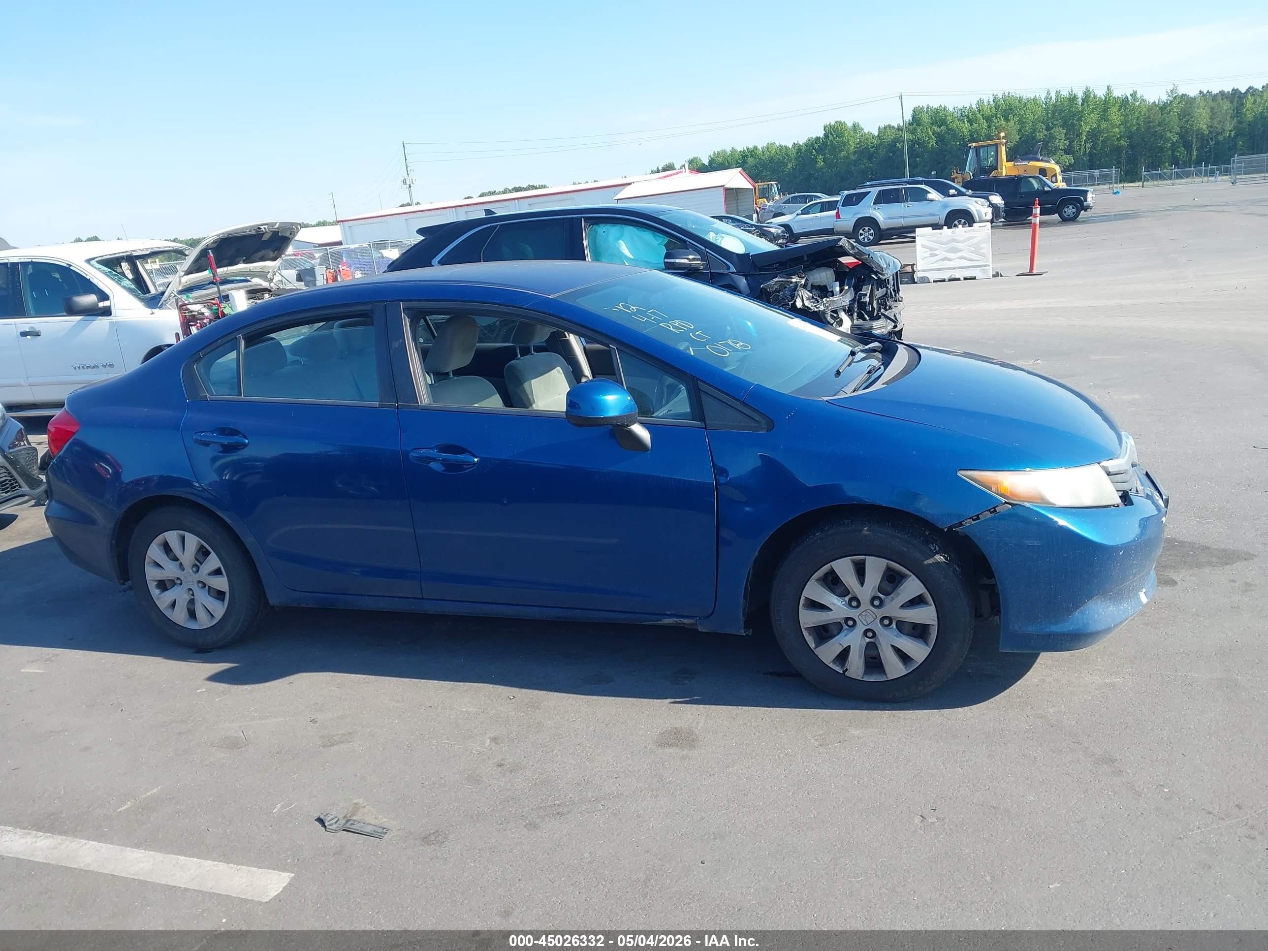 2012 Honda Civic Lx Blue vin: 19XFB2F59CE340178