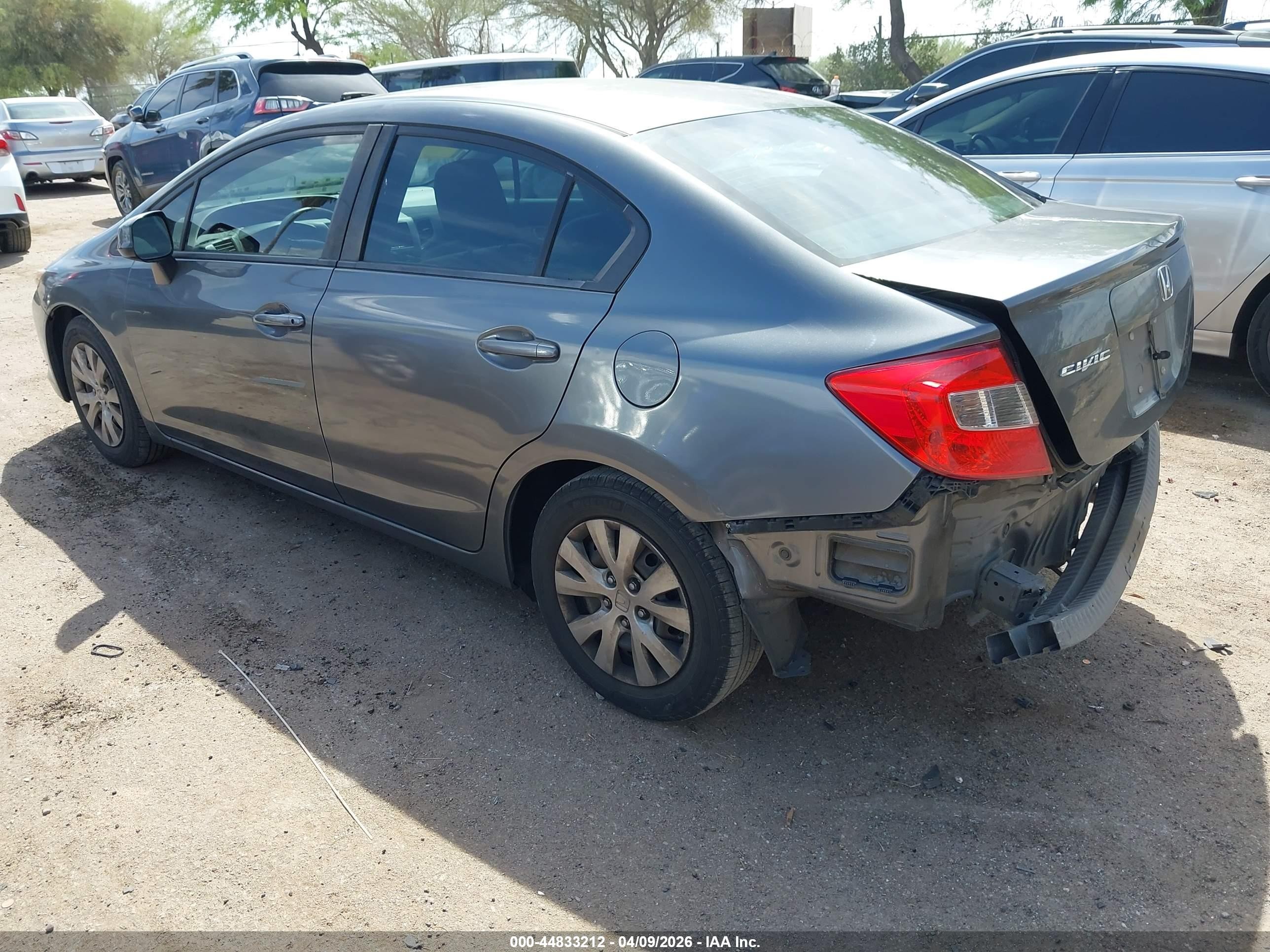 2012 Honda Civic Lx Gray vin: 19XFB2F59CE340469