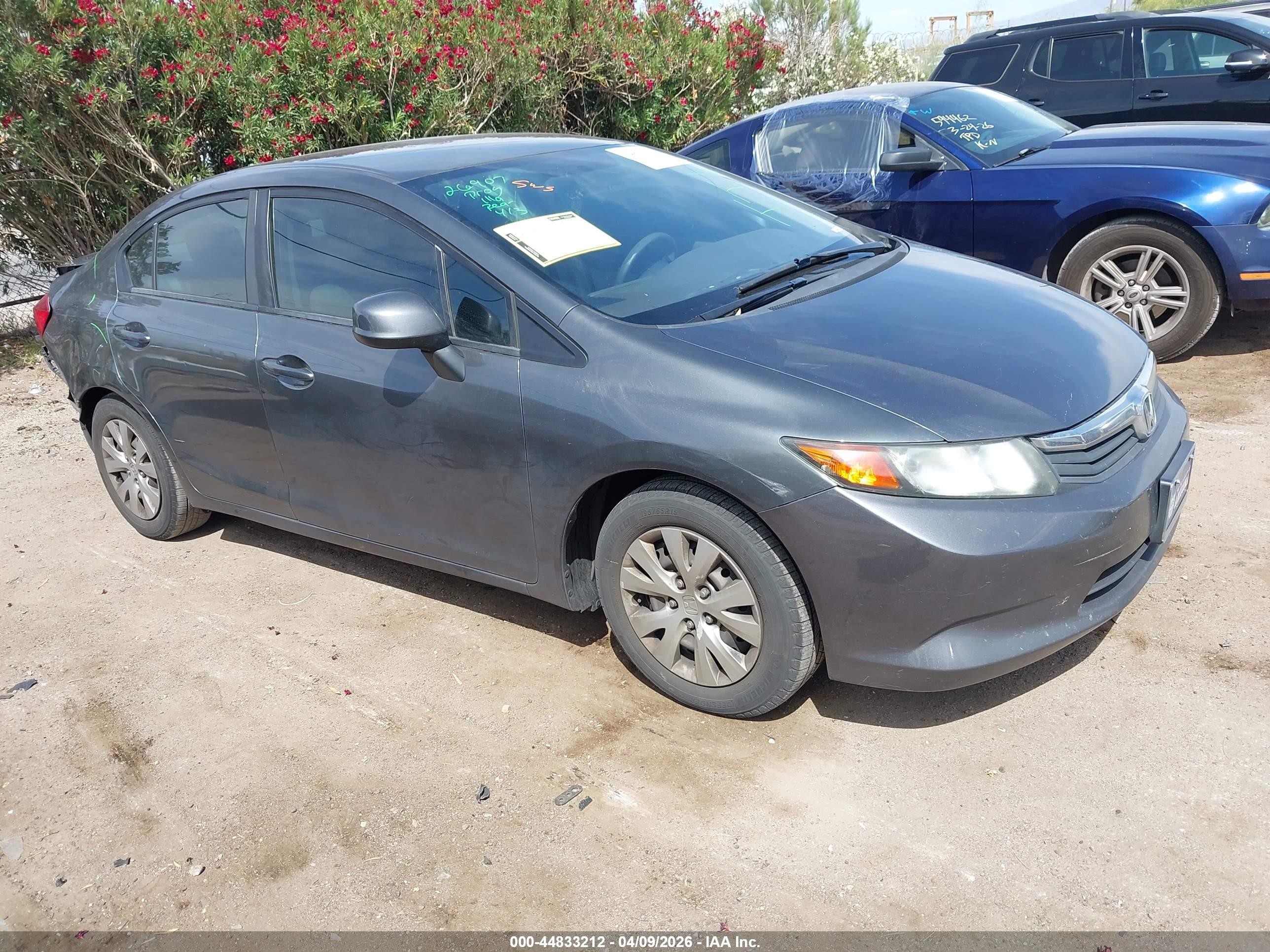 2012 Honda Civic Lx Gray vin: 19XFB2F59CE340469