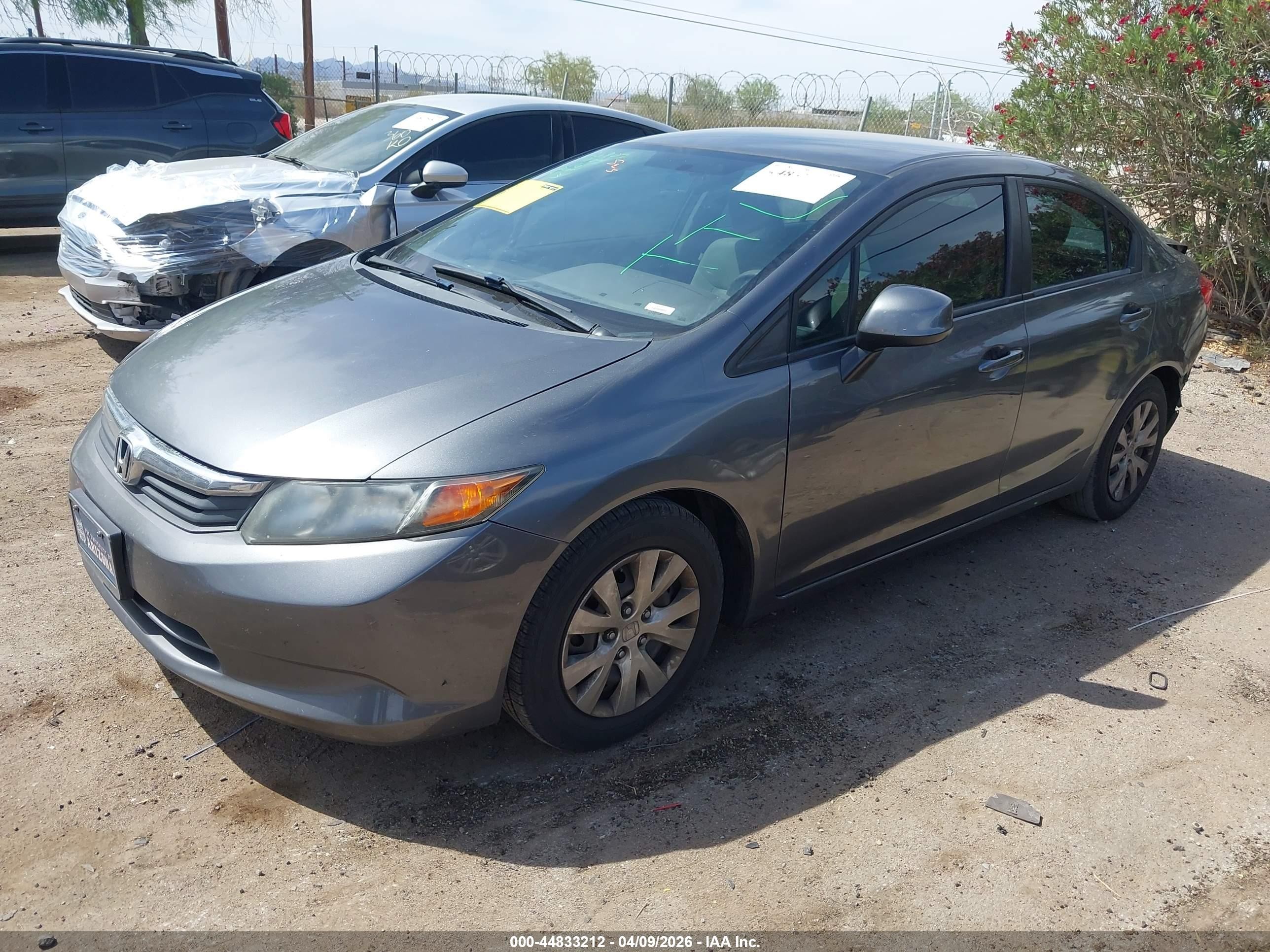 2012 Honda Civic Lx Gray vin: 19XFB2F59CE340469