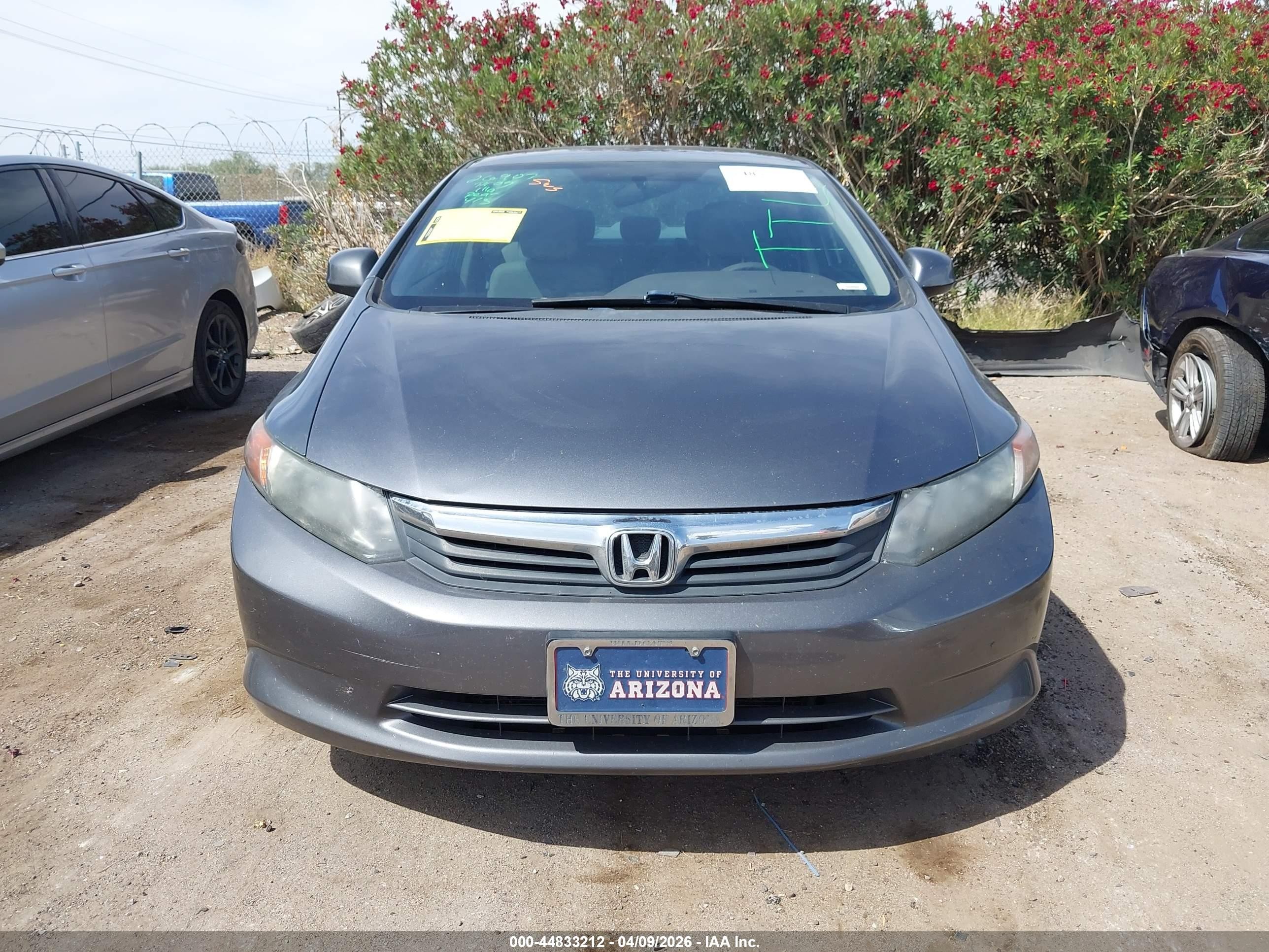 2012 Honda Civic Lx Gray vin: 19XFB2F59CE340469