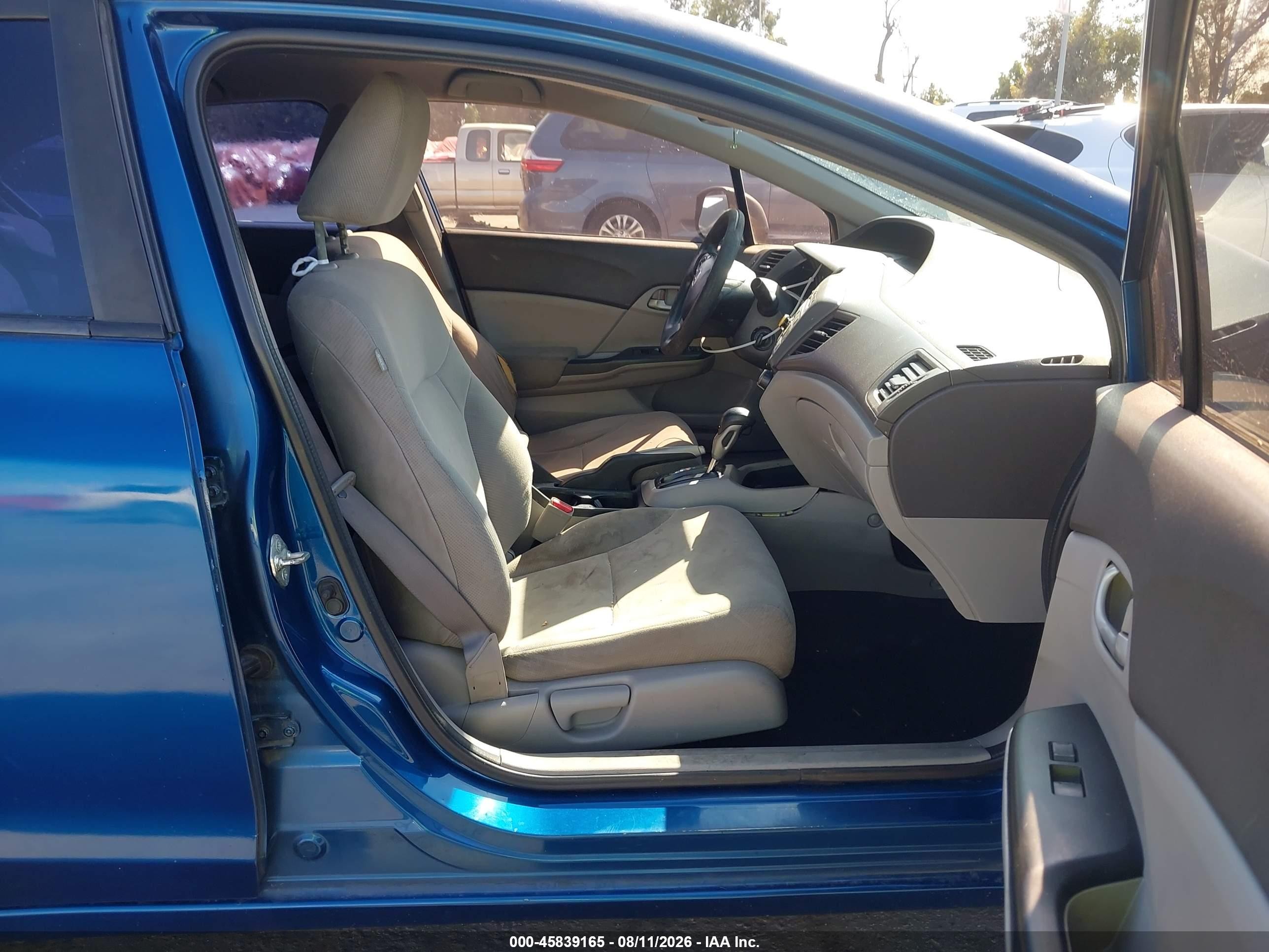 2012 Honda Civic Lx Blue vin: 19XFB2F59CE359930