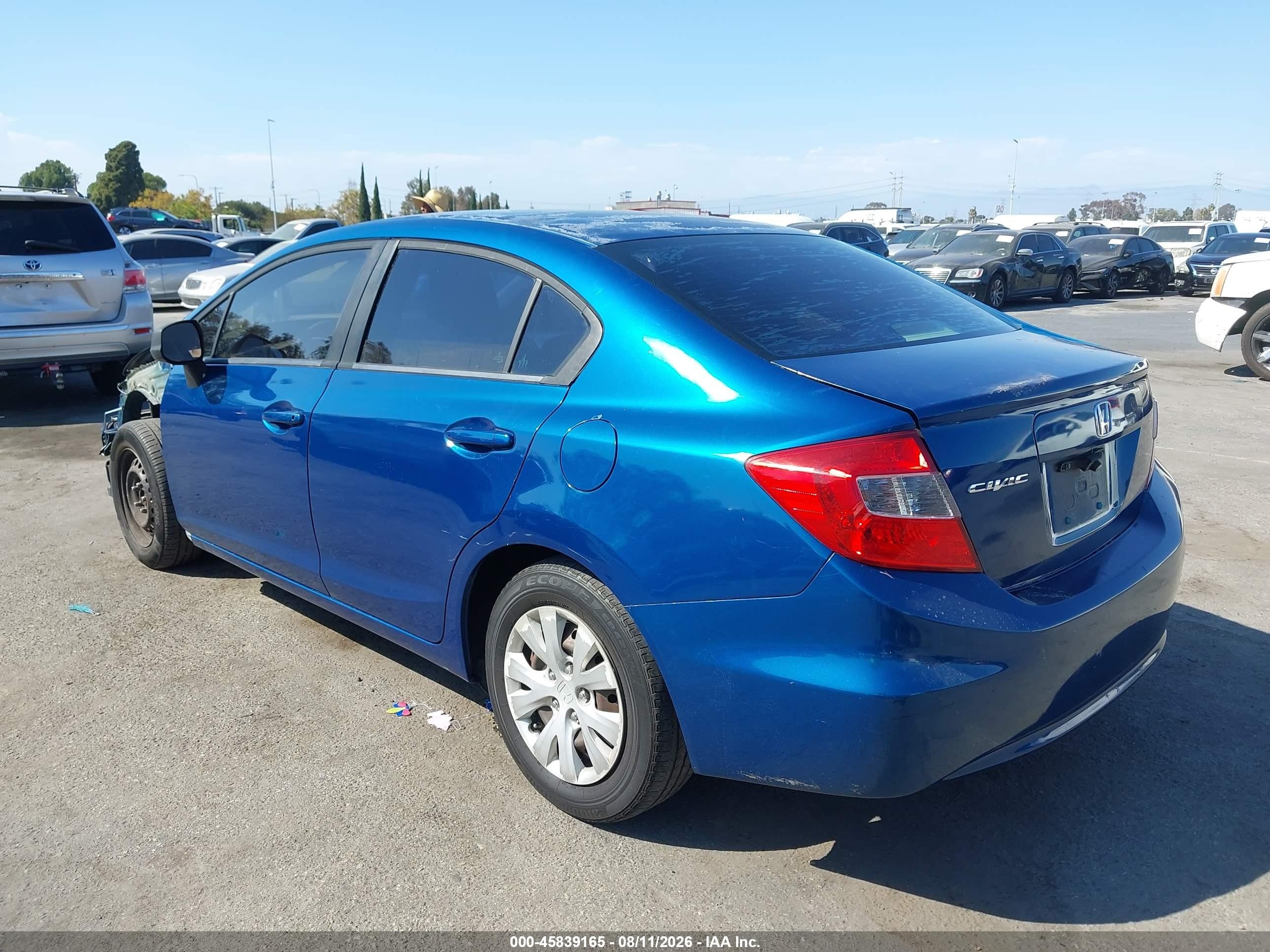 2012 Honda Civic Lx Blue vin: 19XFB2F59CE359930