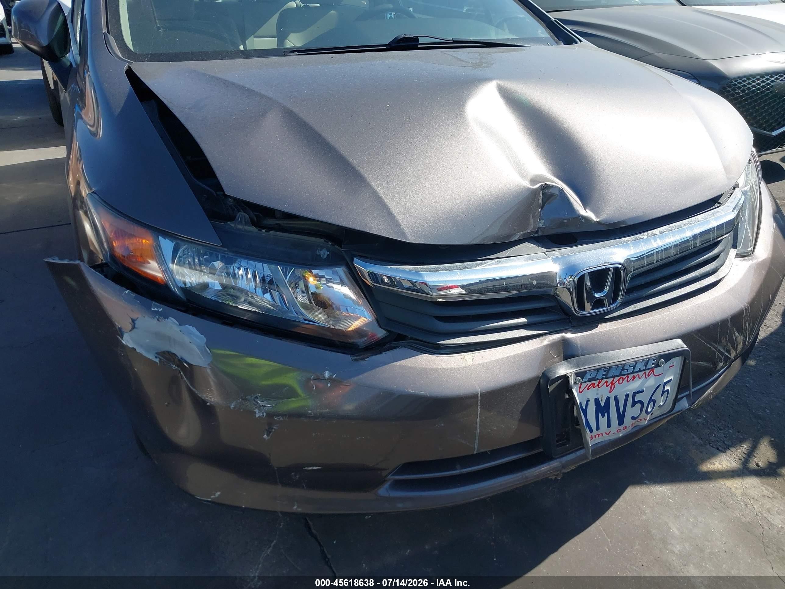2012 Honda Civic Lx Gray vin: 19XFB2F59CE365954