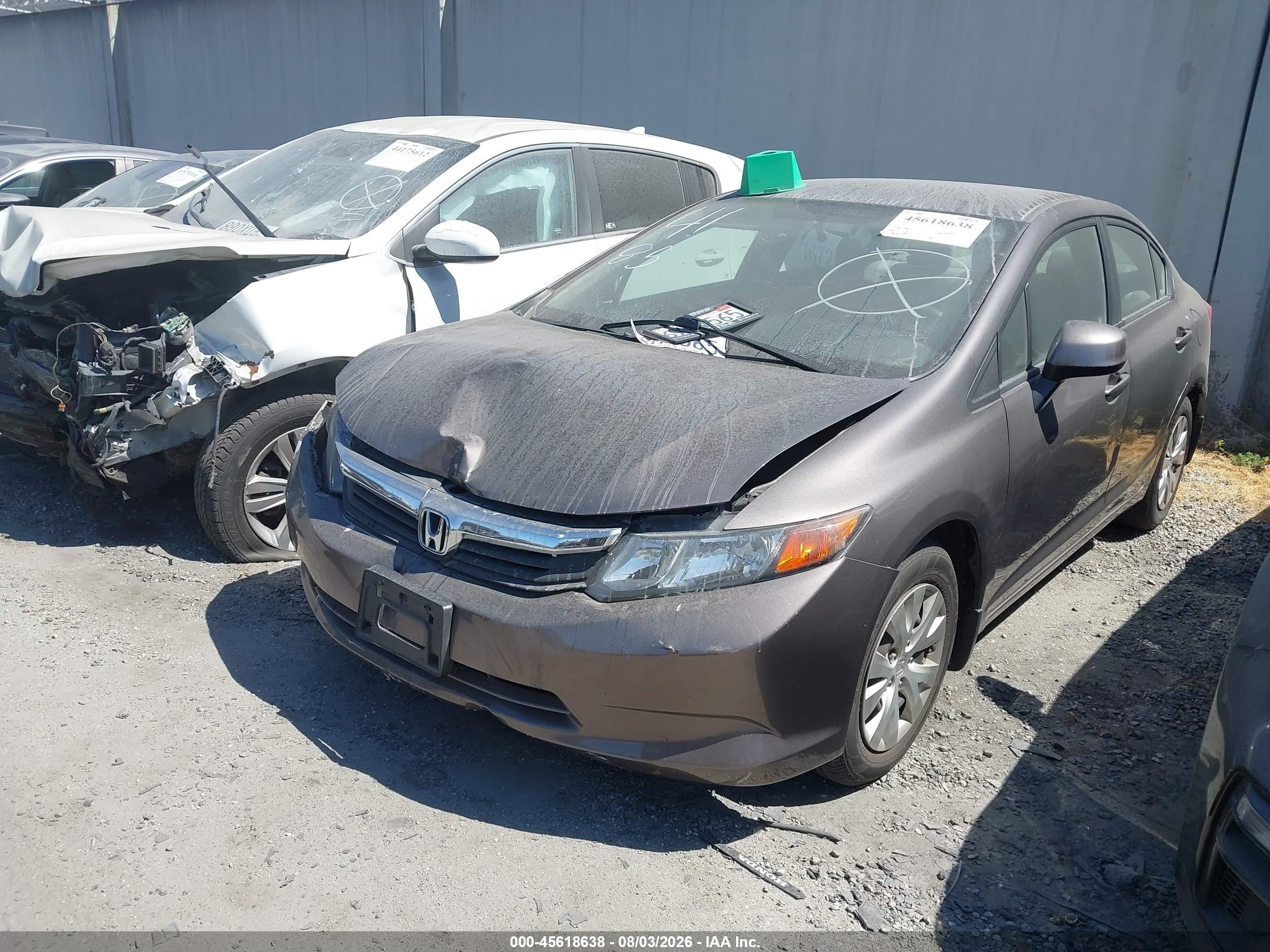 2012 Honda Civic Lx Gray vin: 19XFB2F59CE365954