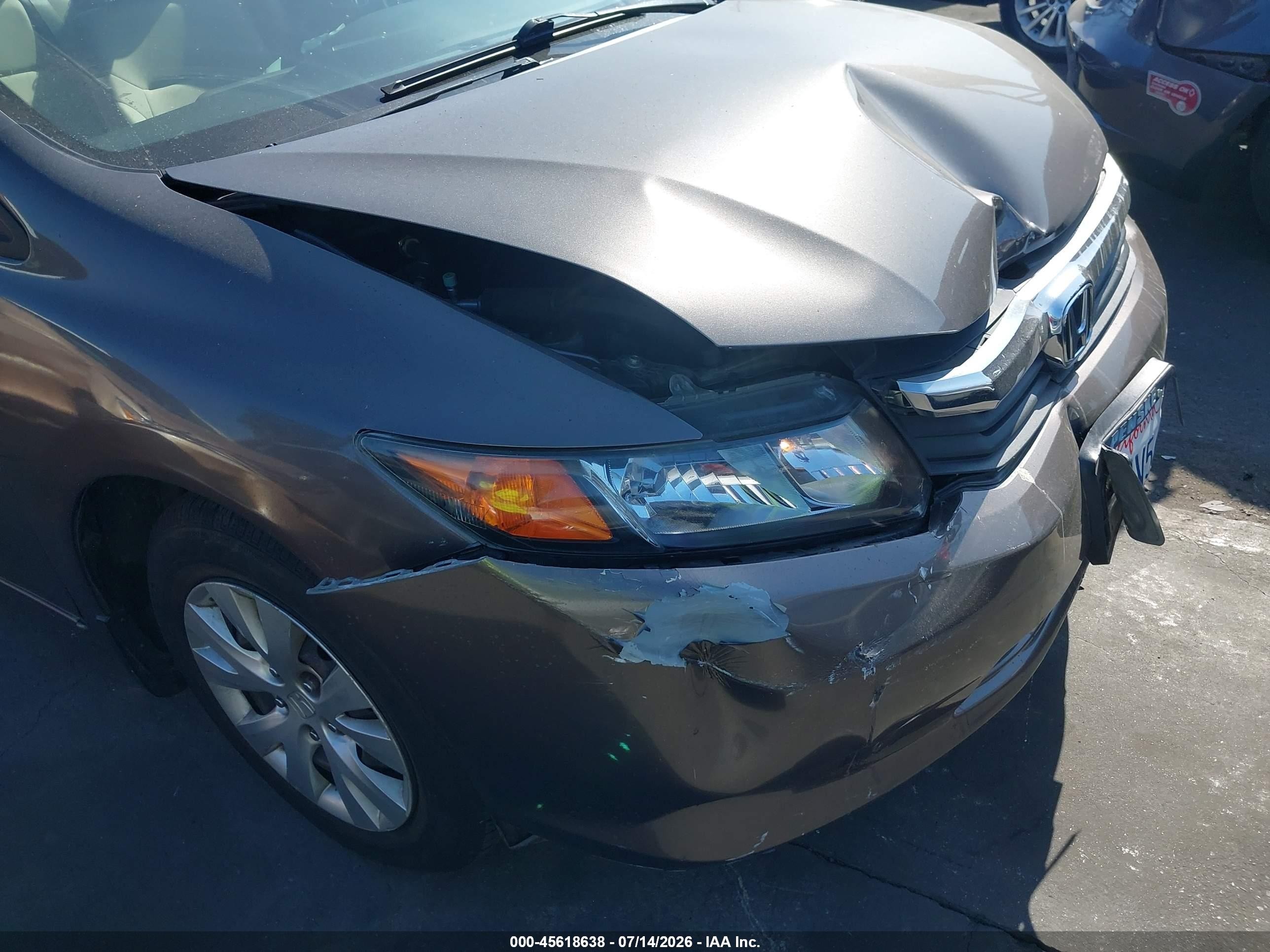 2012 Honda Civic Lx Gray vin: 19XFB2F59CE365954