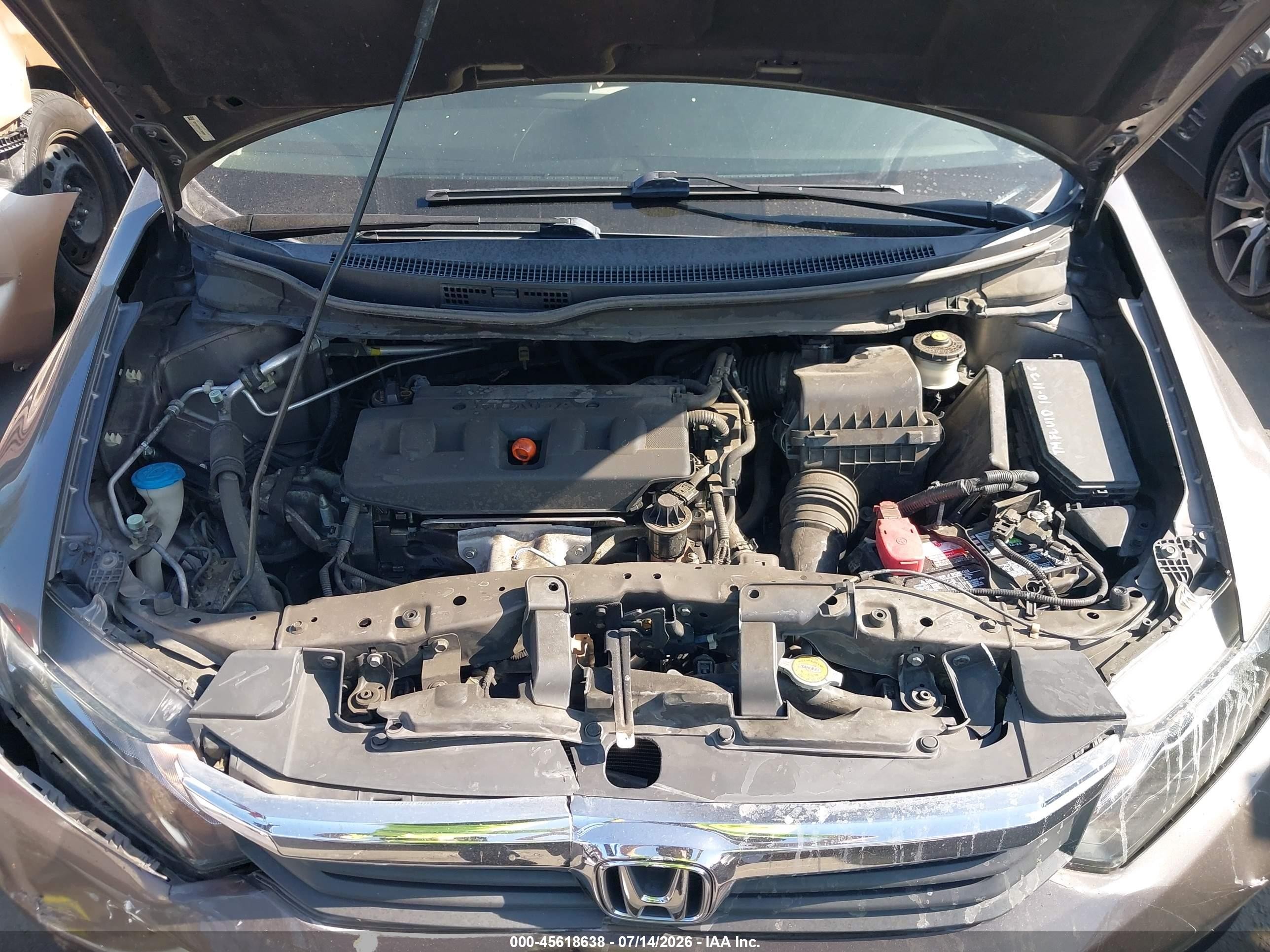 2012 Honda Civic Lx Gray vin: 19XFB2F59CE365954