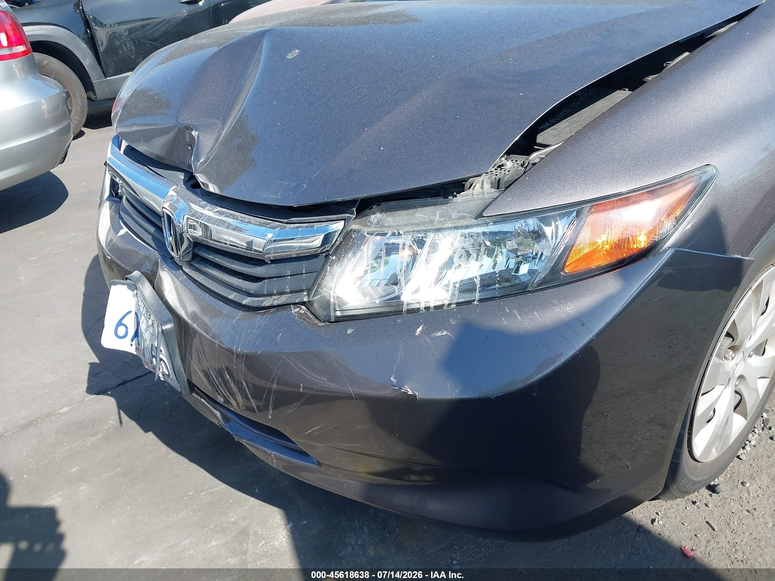 2012 Honda Civic Lx Gray vin: 19XFB2F59CE365954